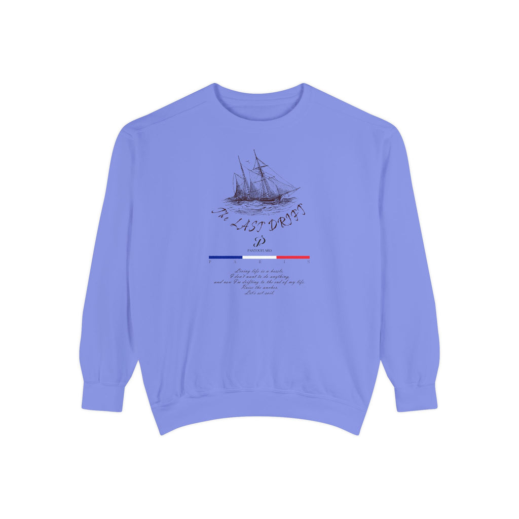 Unisex White Vintage Ship Graphic Cotton Blend Sweatshirt