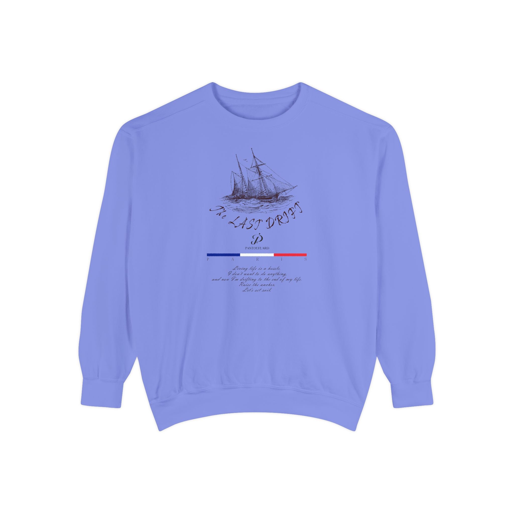 Unisex White Vintage Ship Graphic Cotton Blend Sweatshirt