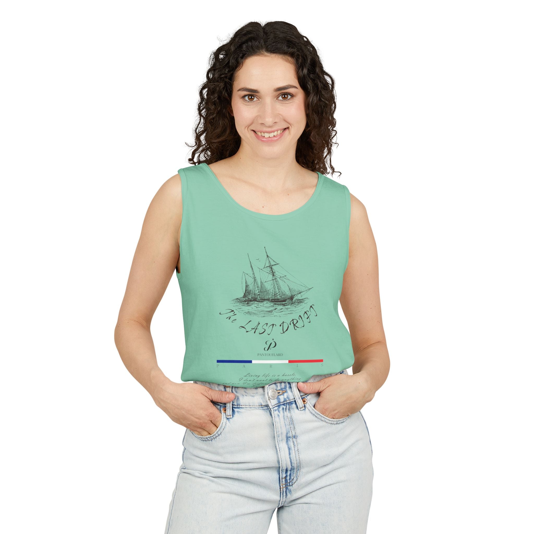 Unisex White Last Drift Cotton Garment-Dyed Tank Top