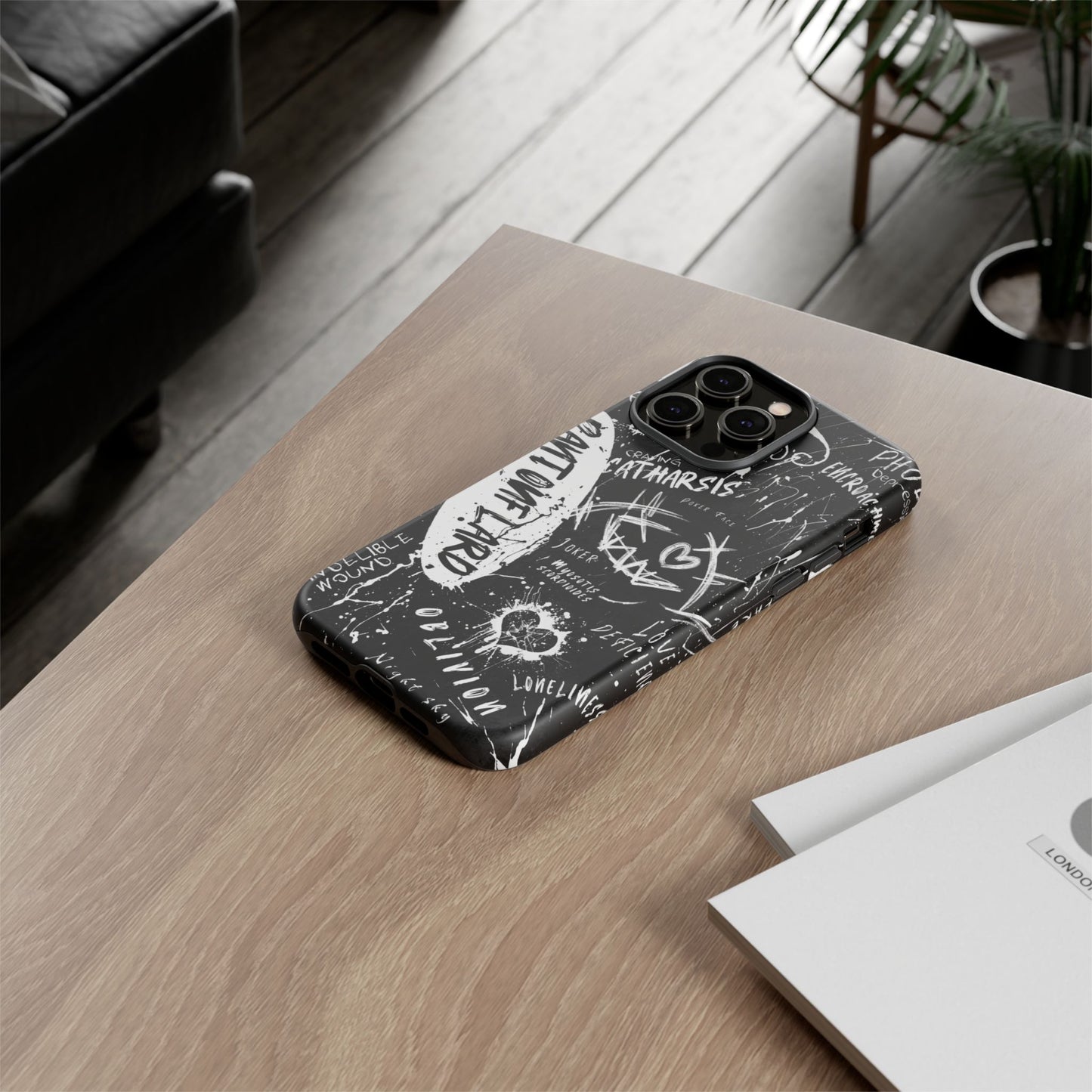Fundas resistentes: funda atrevida para iPhone, Galaxy, Google Pixel, diseño de grafiti negro, estética urbana, regalo para amantes del arte, accesorios de teléfono modernos, estilo callejero