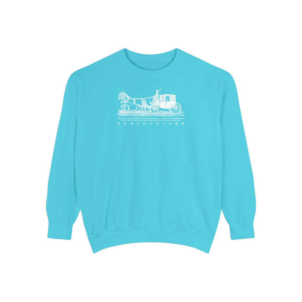 Unisex Navy Vintage Carriage Graphic Cotton Blend Sweatshirt