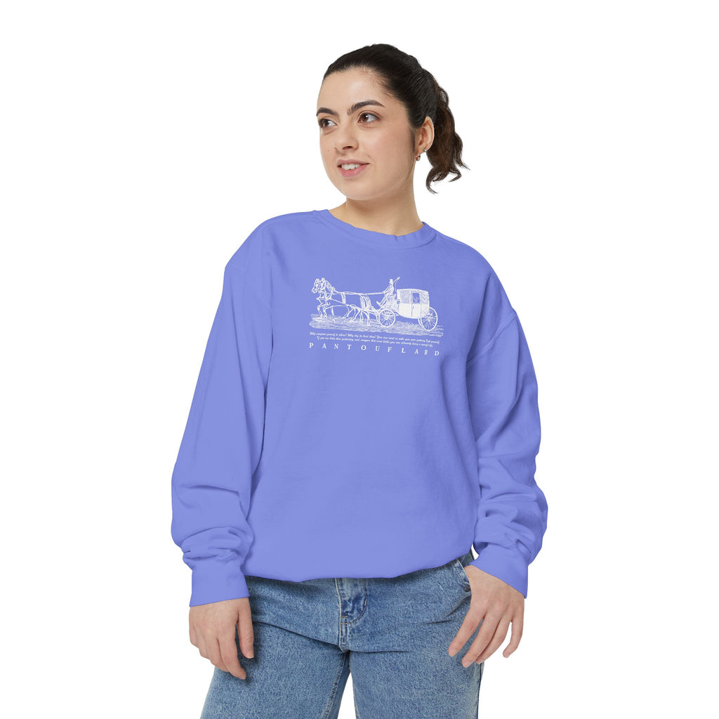 Unisex Navy Vintage Carriage Graphic Cotton Blend Sweatshirt