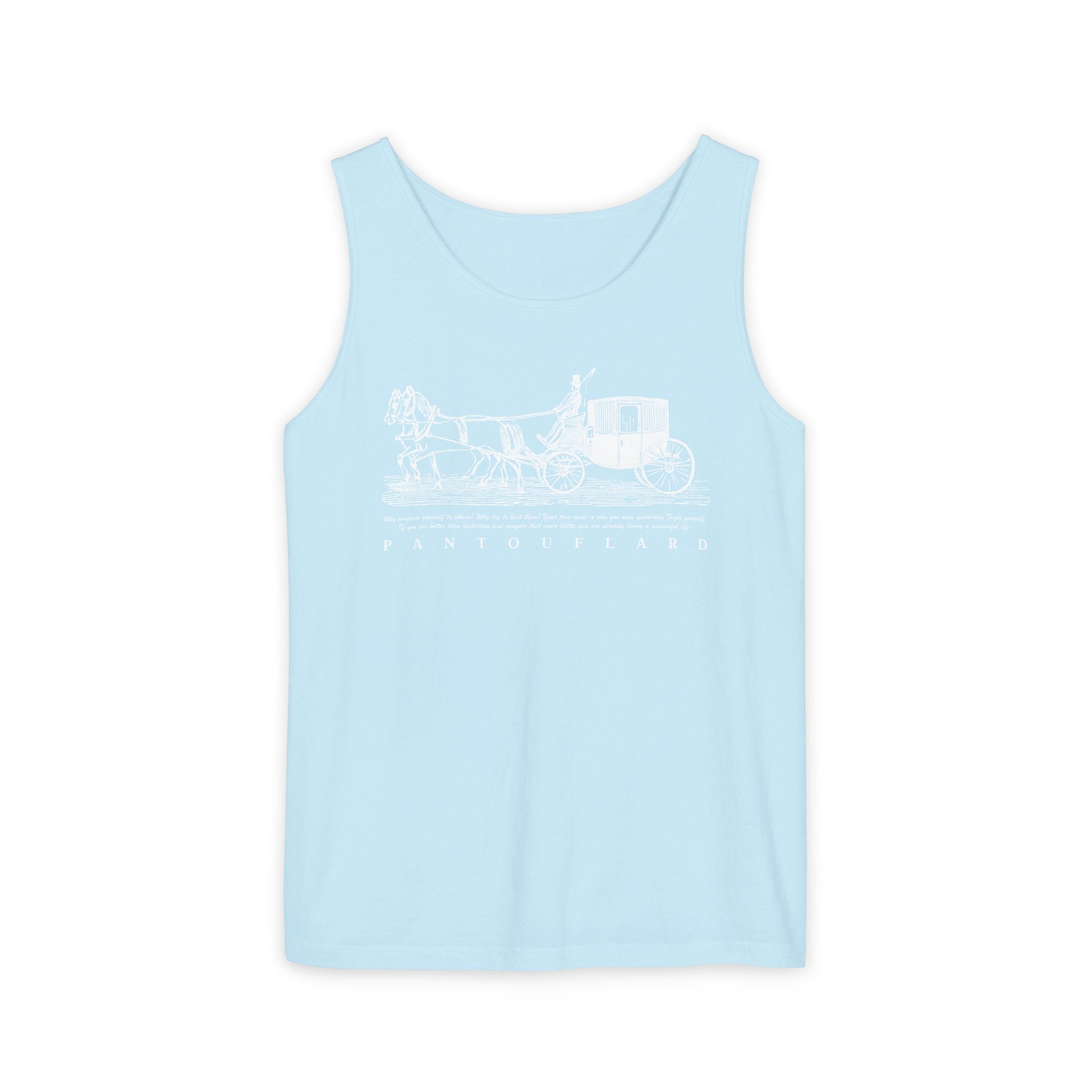Unisex Black Pantouflard Carriage Cotton Garment-Dyed Tank Top