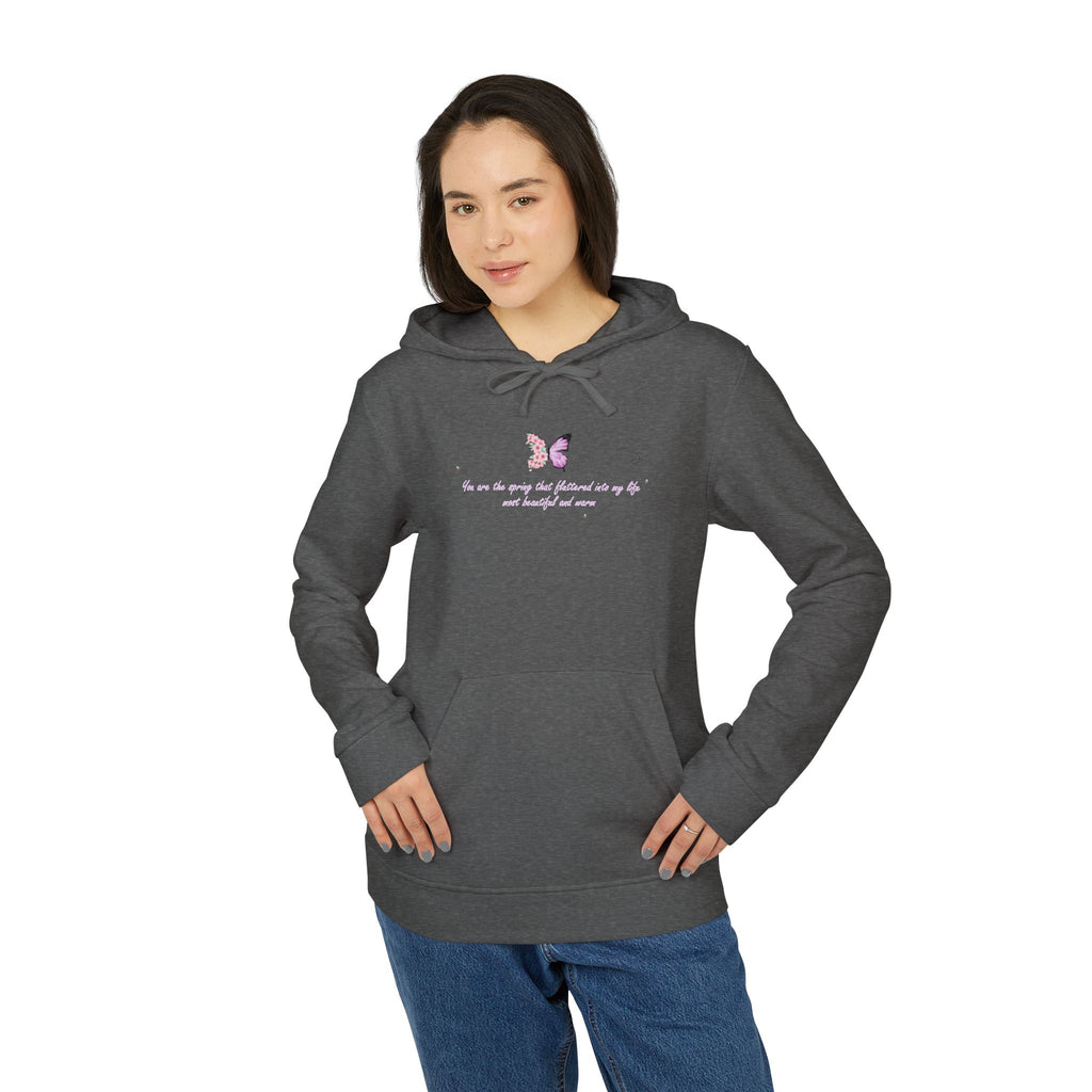 Unisex White Floral Butterfly Spring Quote BCI Cotton Adidas Hoodie