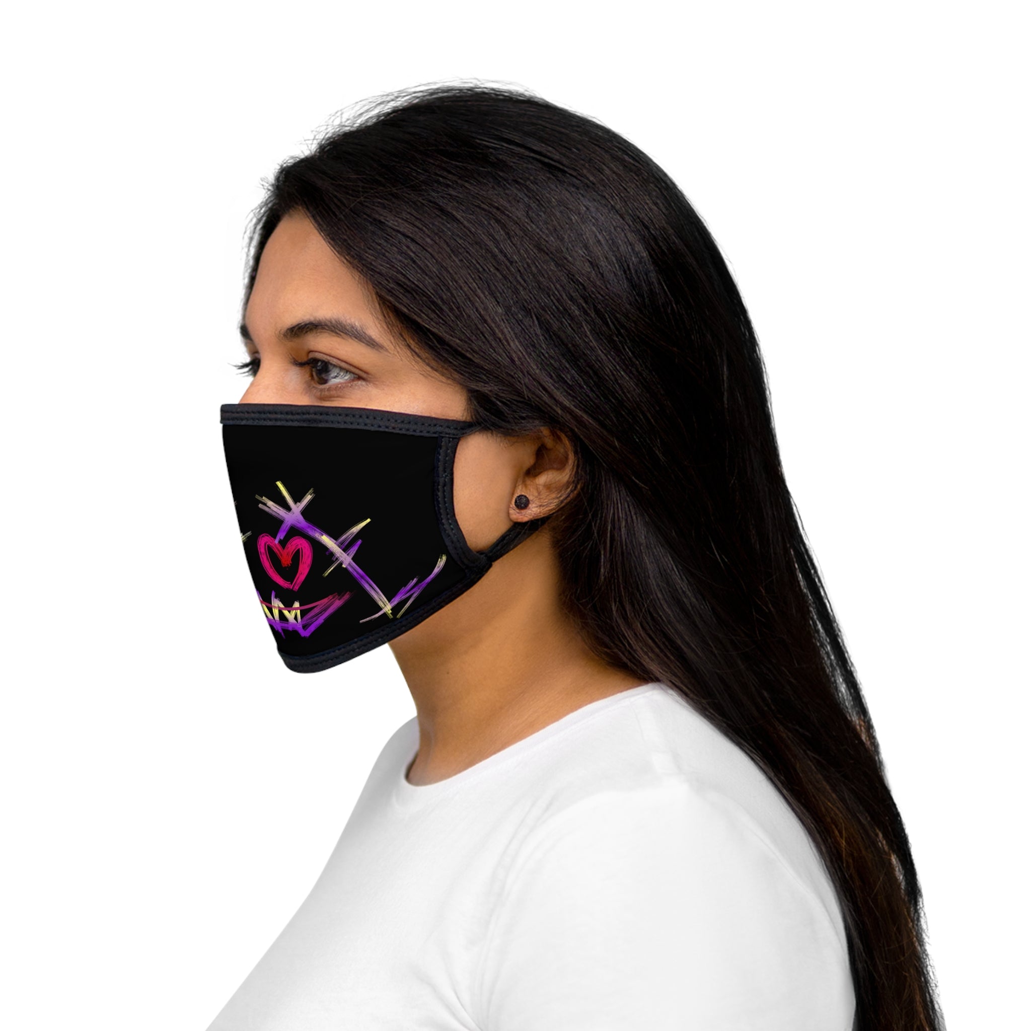 Abstract Graffiti Heart Print Mixed-Fabric Face Mask