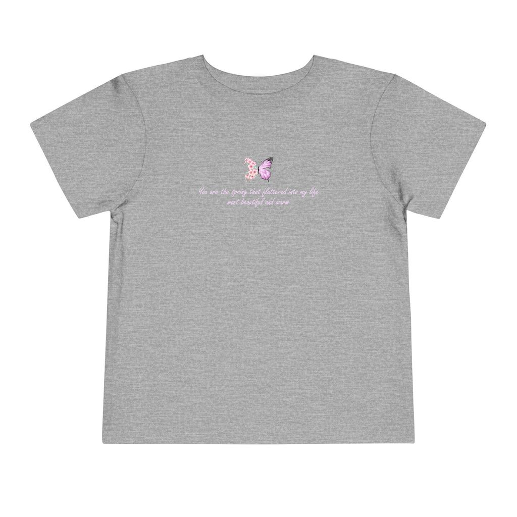 Toddler Yellow Floral Butterfly Spring Quote 100% Cotton Short Sleeve Tee