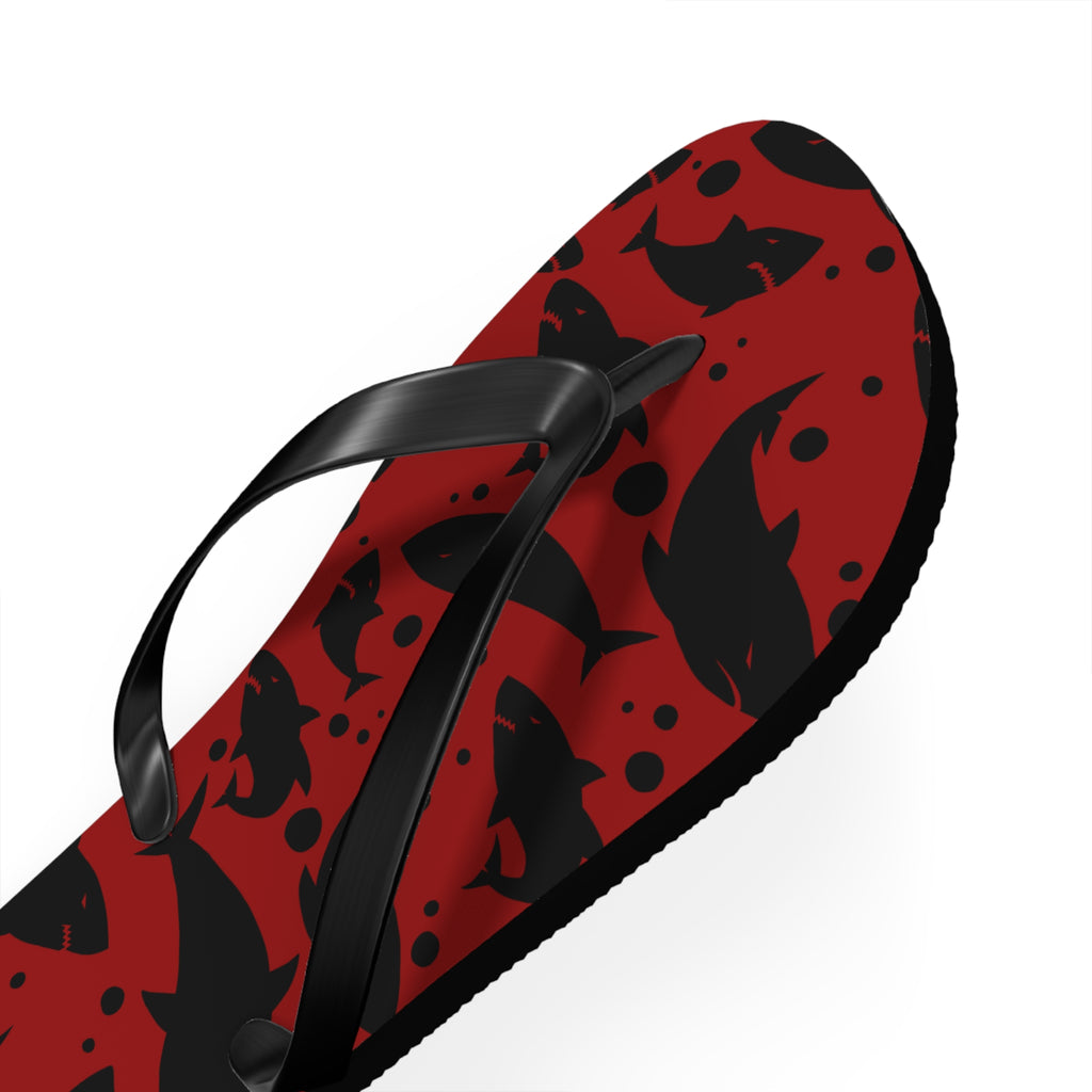 Unisex Red Black Shark Silhouette Pattern EVA Polyester Flip Flops