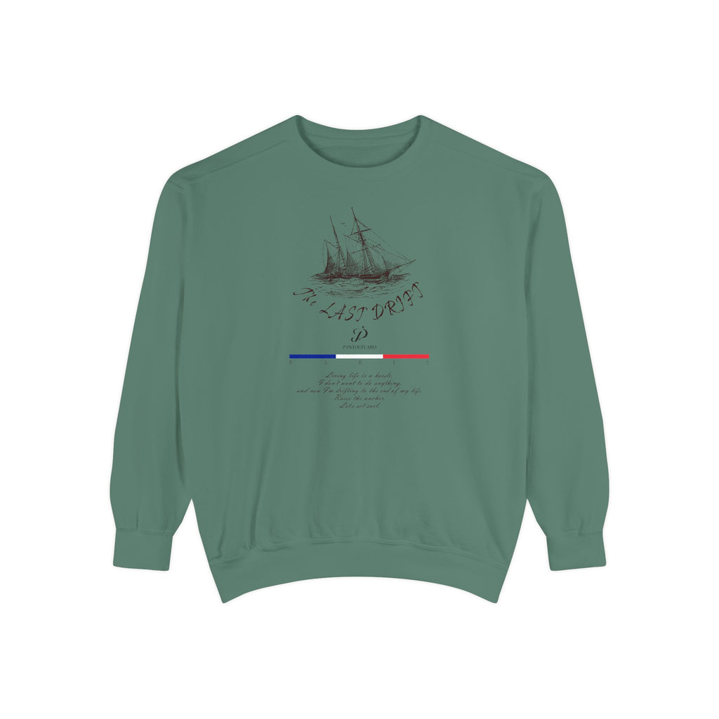 Unisex White Vintage Ship Graphic Cotton Blend Sweatshirt