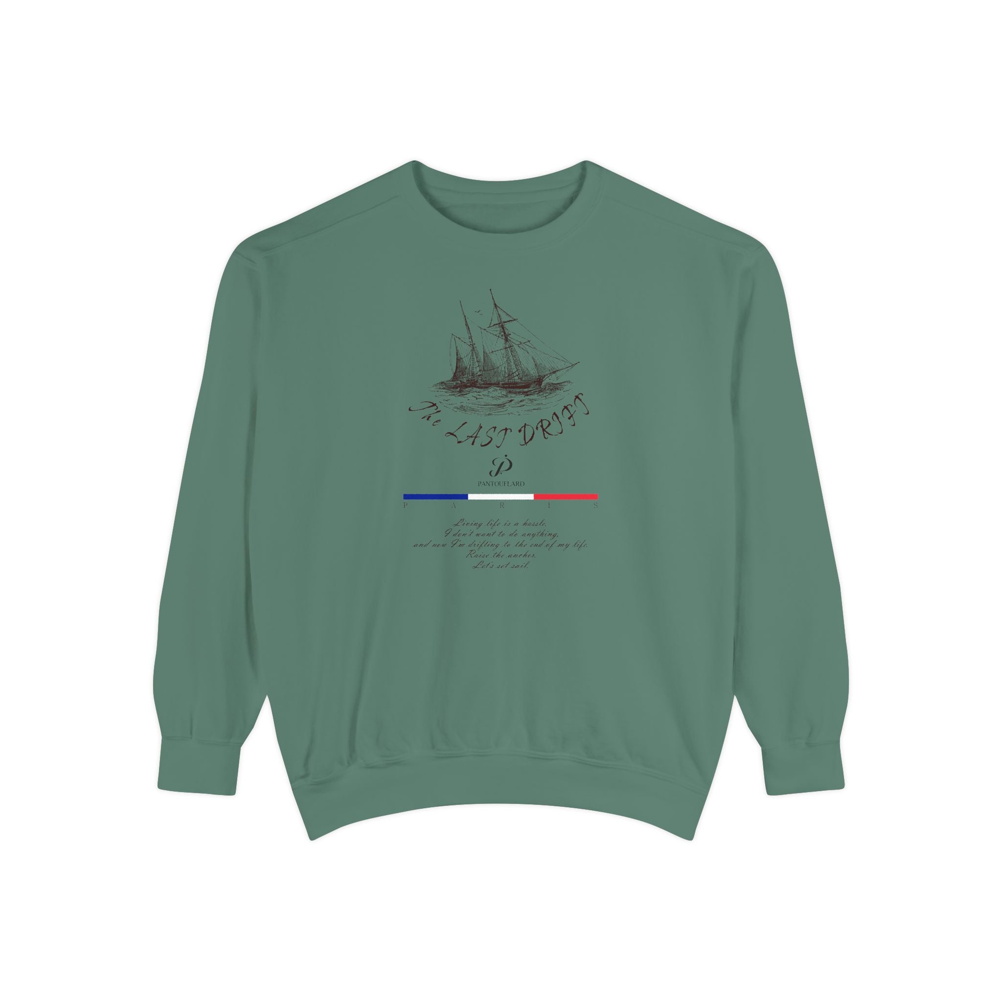 Unisex White Vintage Ship Graphic Cotton Blend Sweatshirt