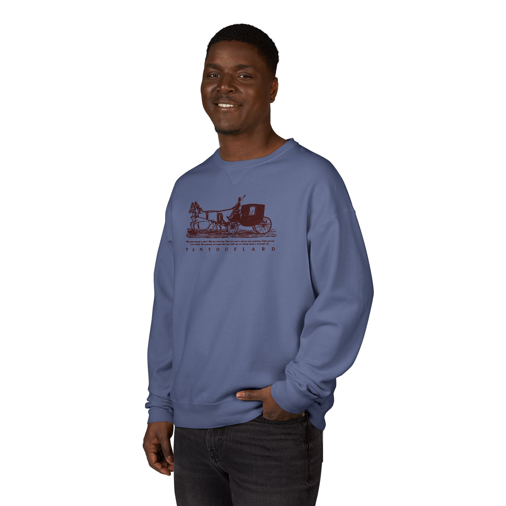 Old Money Equestrian Heritage Crewneck - The Nostalgic Journey I (Dark Academia Garment-Dyed Sweatshirt)