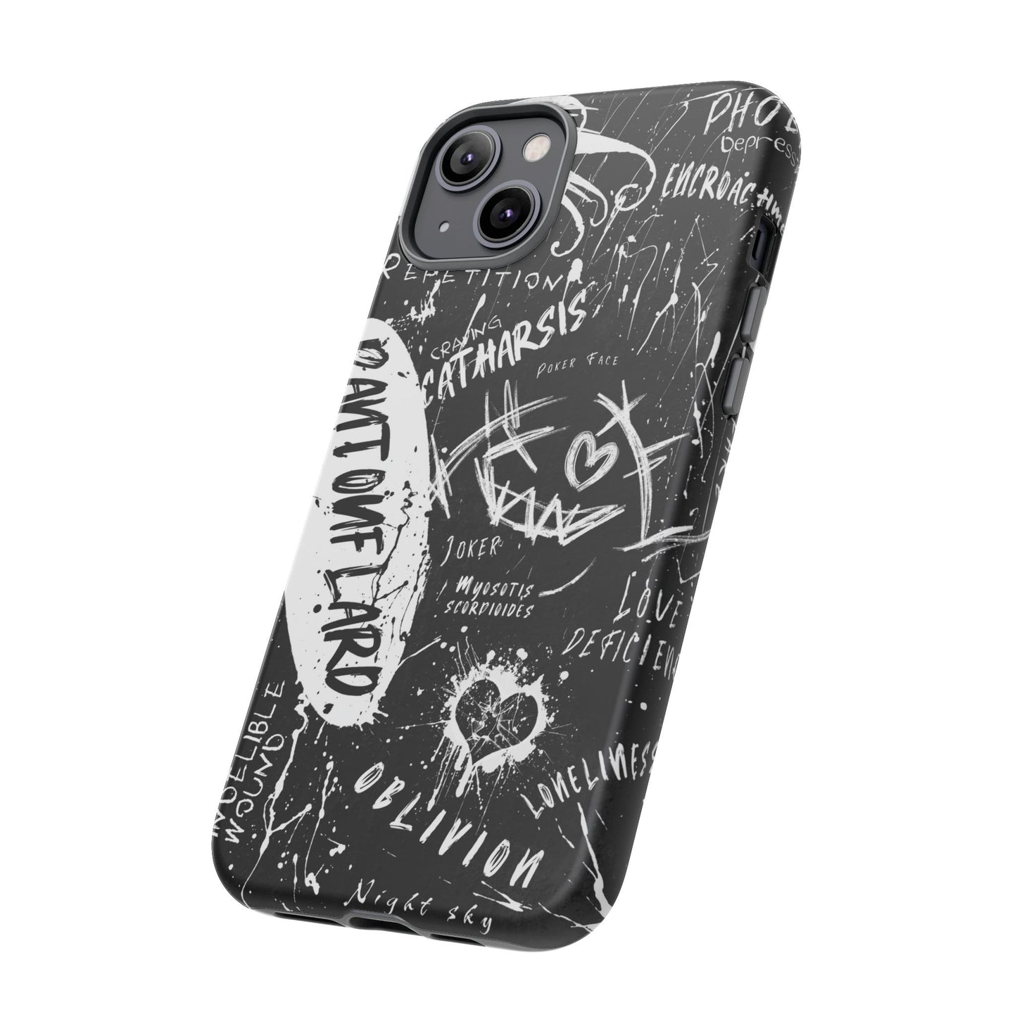 Fundas resistentes: funda atrevida para iPhone, Galaxy, Google Pixel, diseño de grafiti negro, estética urbana, regalo para amantes del arte, accesorios de teléfono modernos, estilo callejero
