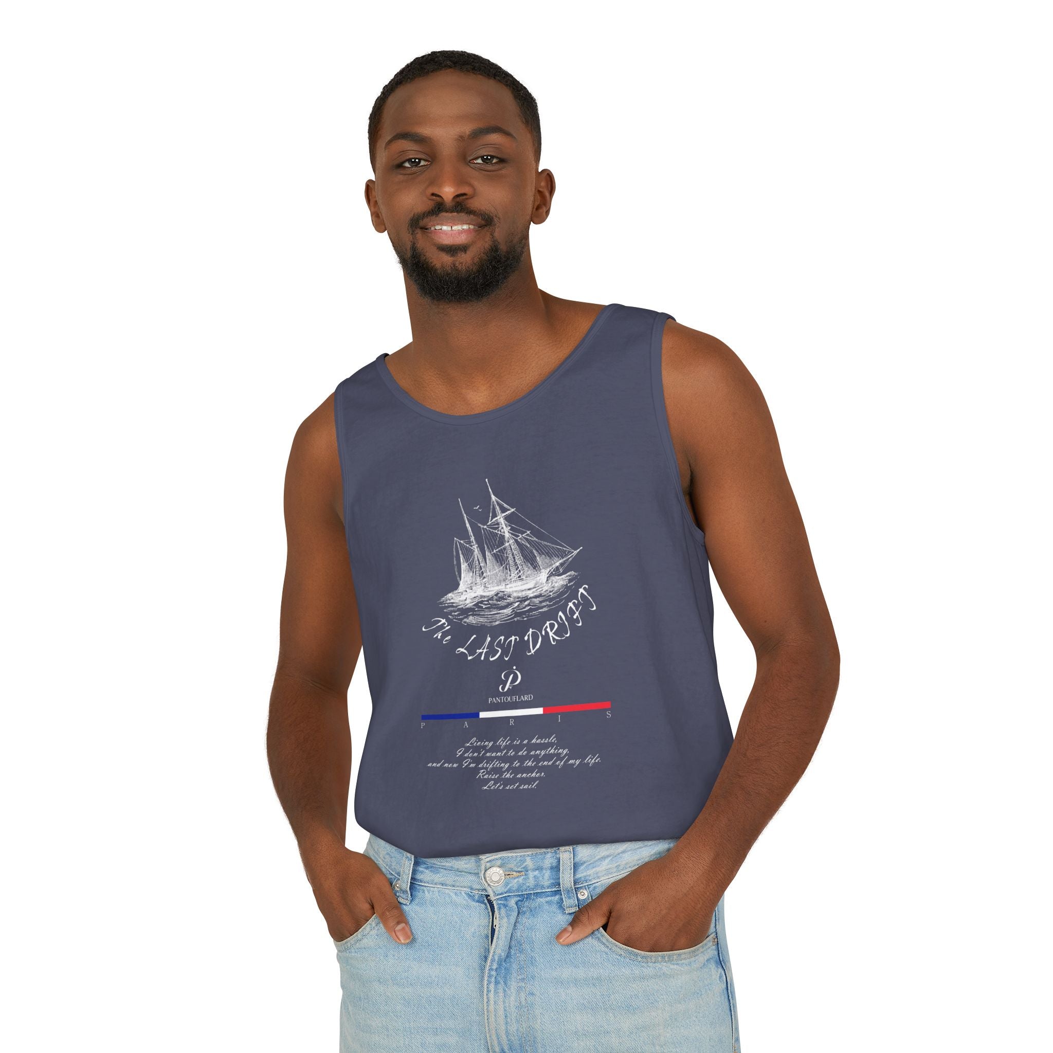 Unisex Black Last Drift Cotton Garment-Dyed Tank Top