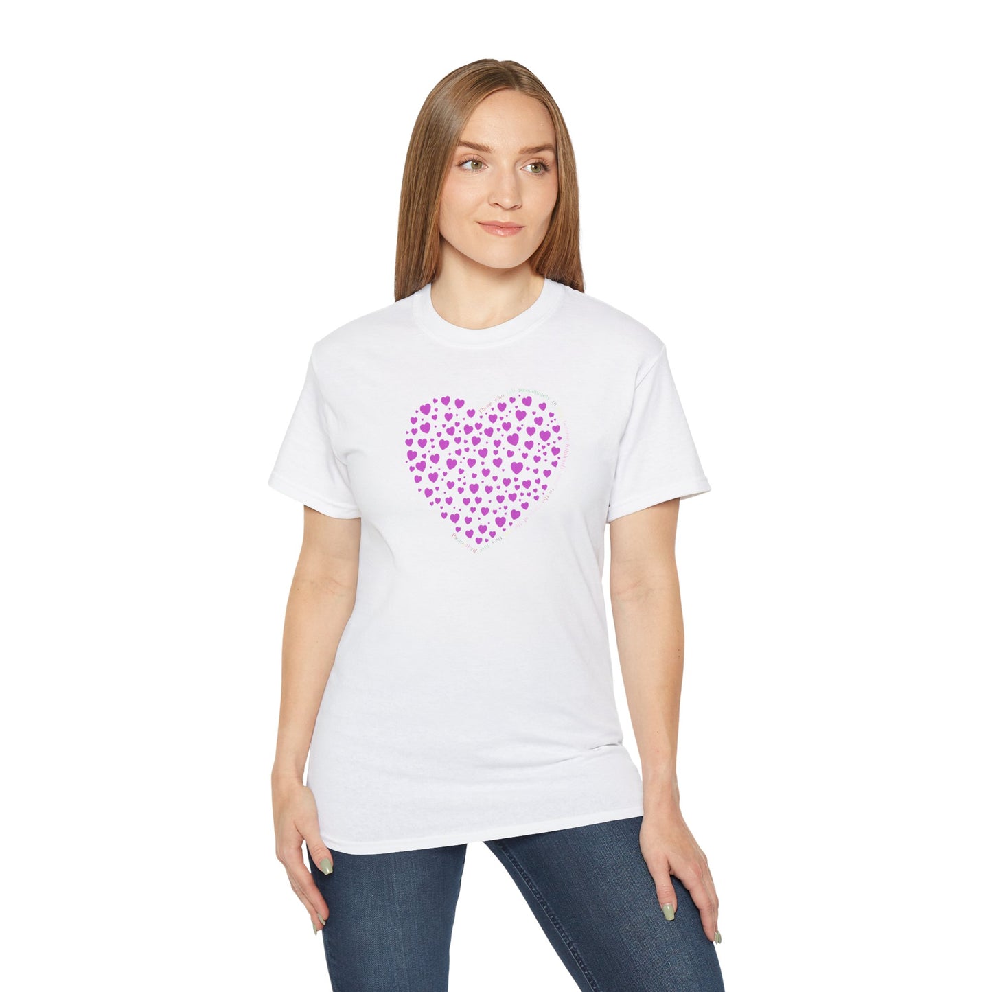 Powder Pink Heart Unisex short sleeved T-shirt
