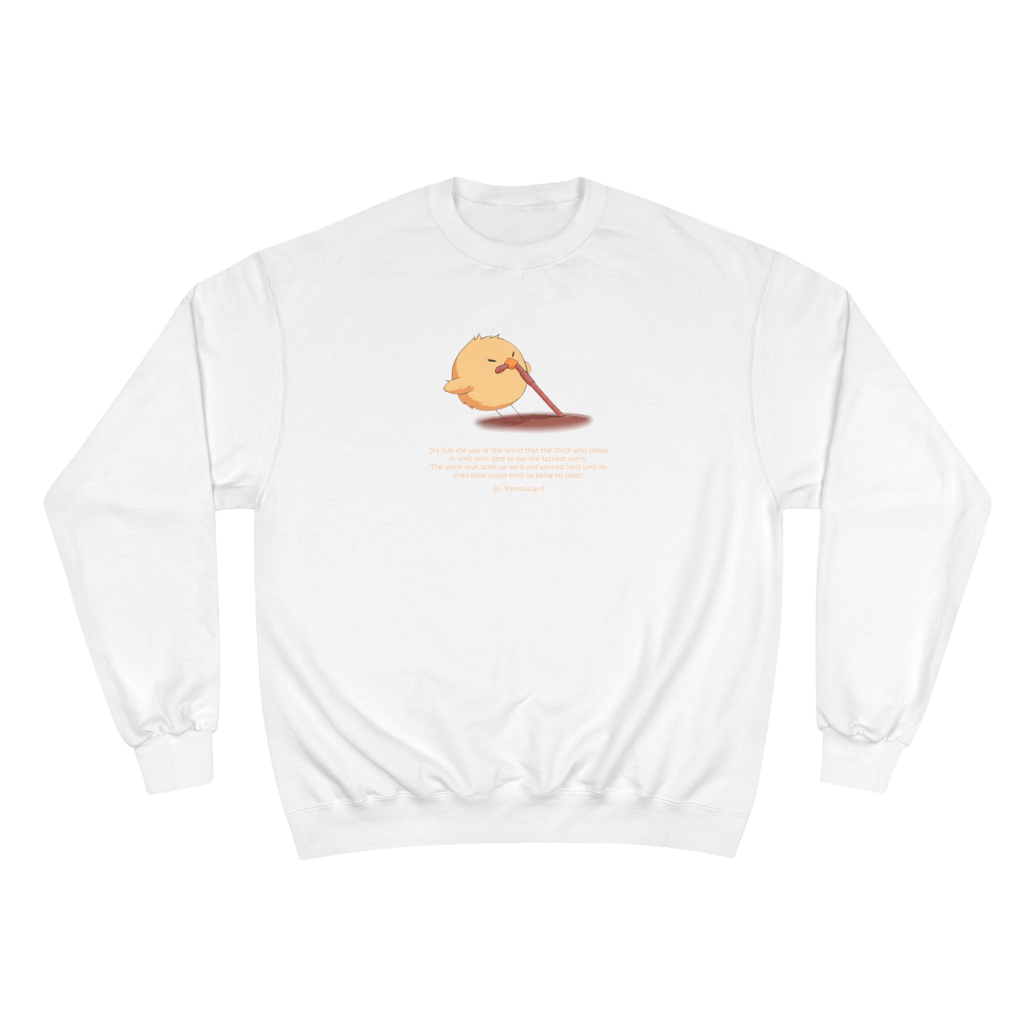 Champion Unisex White Pantouflard Chick Cotton Blend Crewneck Sweatshirt