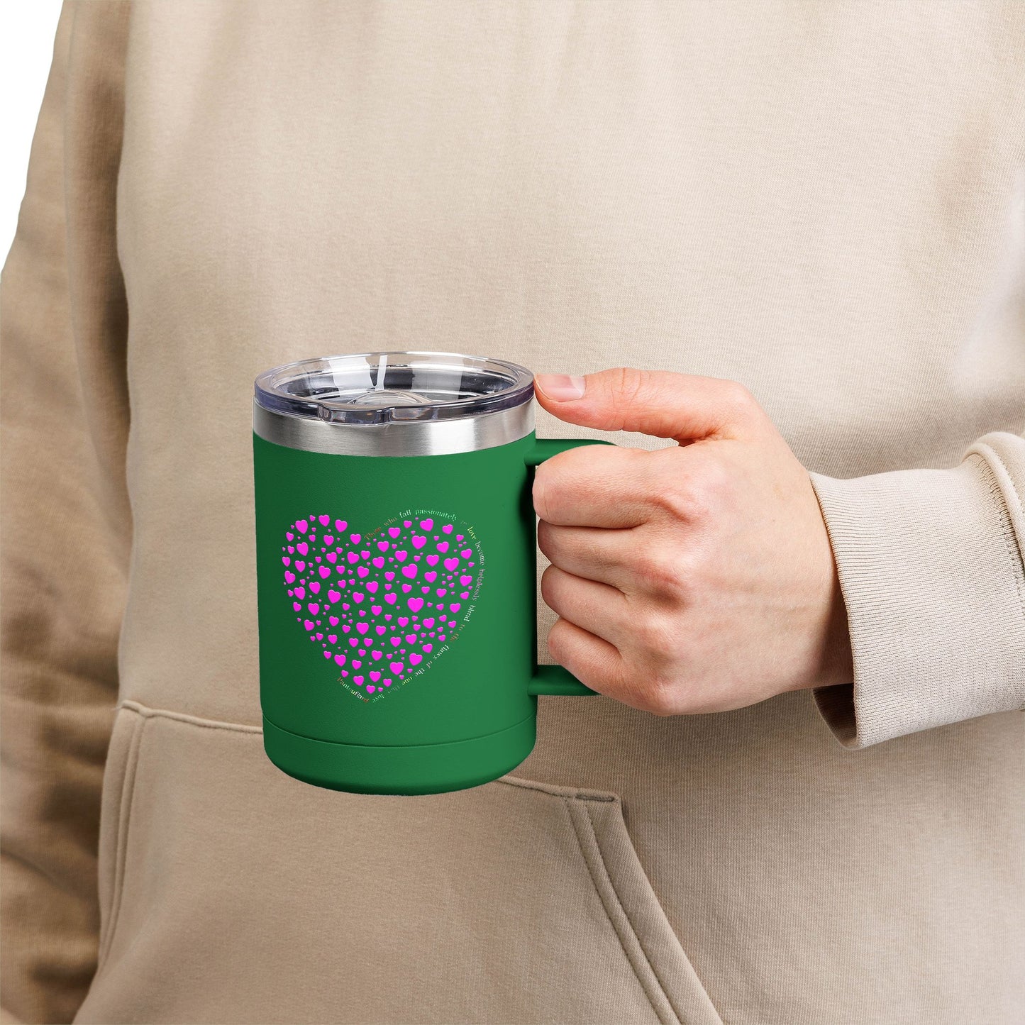 Pink Heart Coffee Mug Tumbler, Personalized Mug