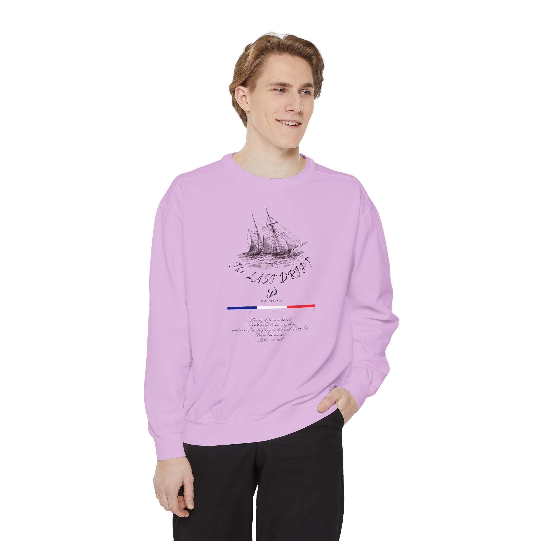Unisex White Vintage Ship Graphic Cotton Blend Sweatshirt
