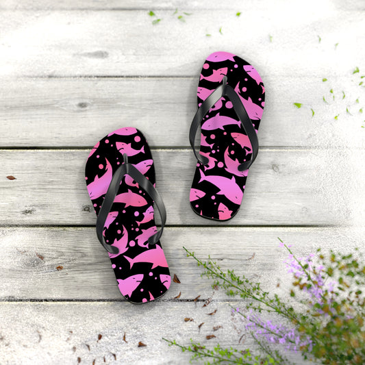 Pink Shark Flip Flops