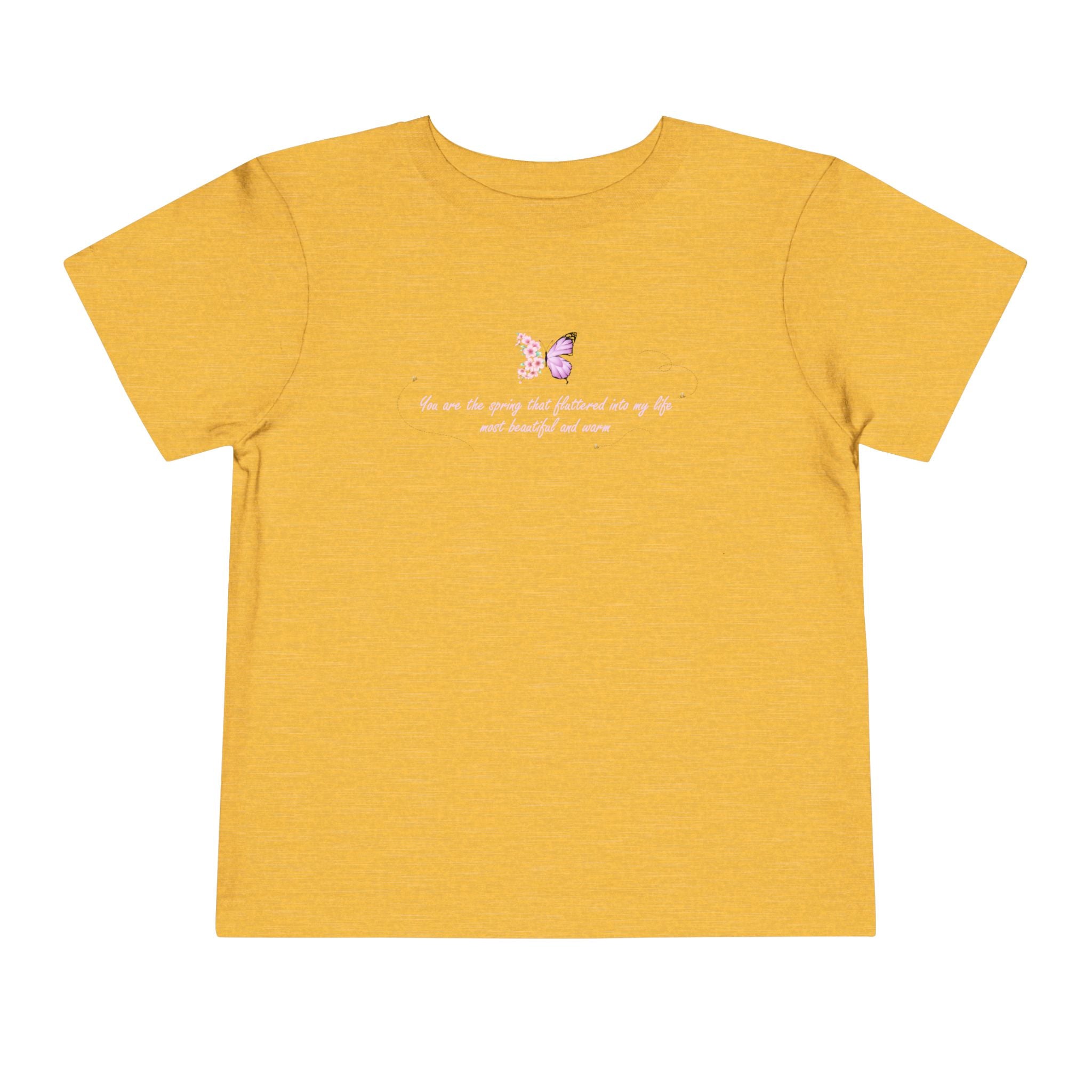 Toddler Yellow Floral Butterfly Spring Quote 100% Cotton Short Sleeve Tee