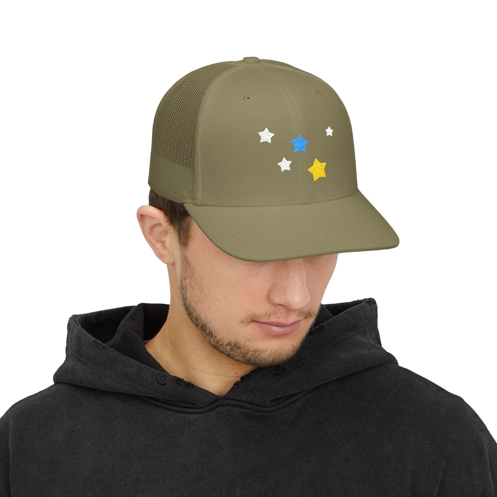 Unisex Cassiopeia Star Embroidered Cotton-Polyester Snapback Trucker Cap