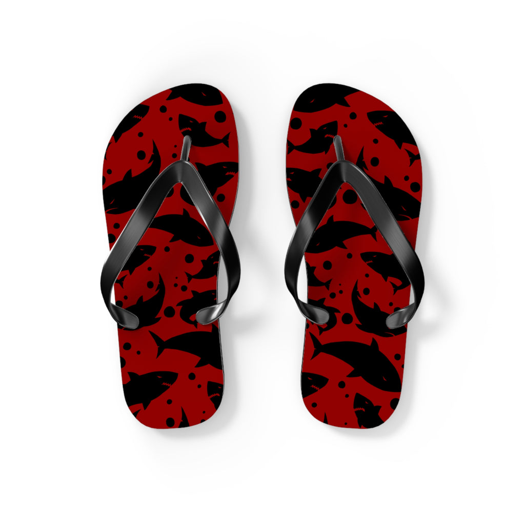 Unisex Red Black Shark Silhouette Pattern EVA Polyester Flip Flops