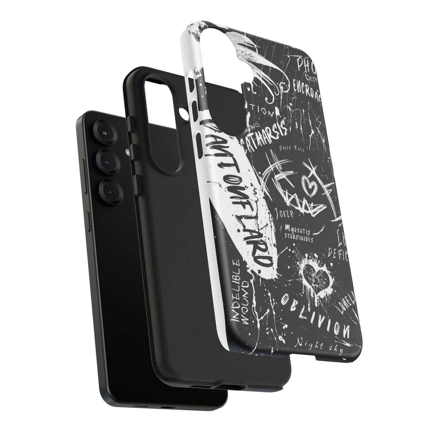 Fundas resistentes: funda atrevida para iPhone, Galaxy, Google Pixel, diseño de grafiti negro, estética urbana, regalo para amantes del arte, accesorios de teléfono modernos, estilo callejero