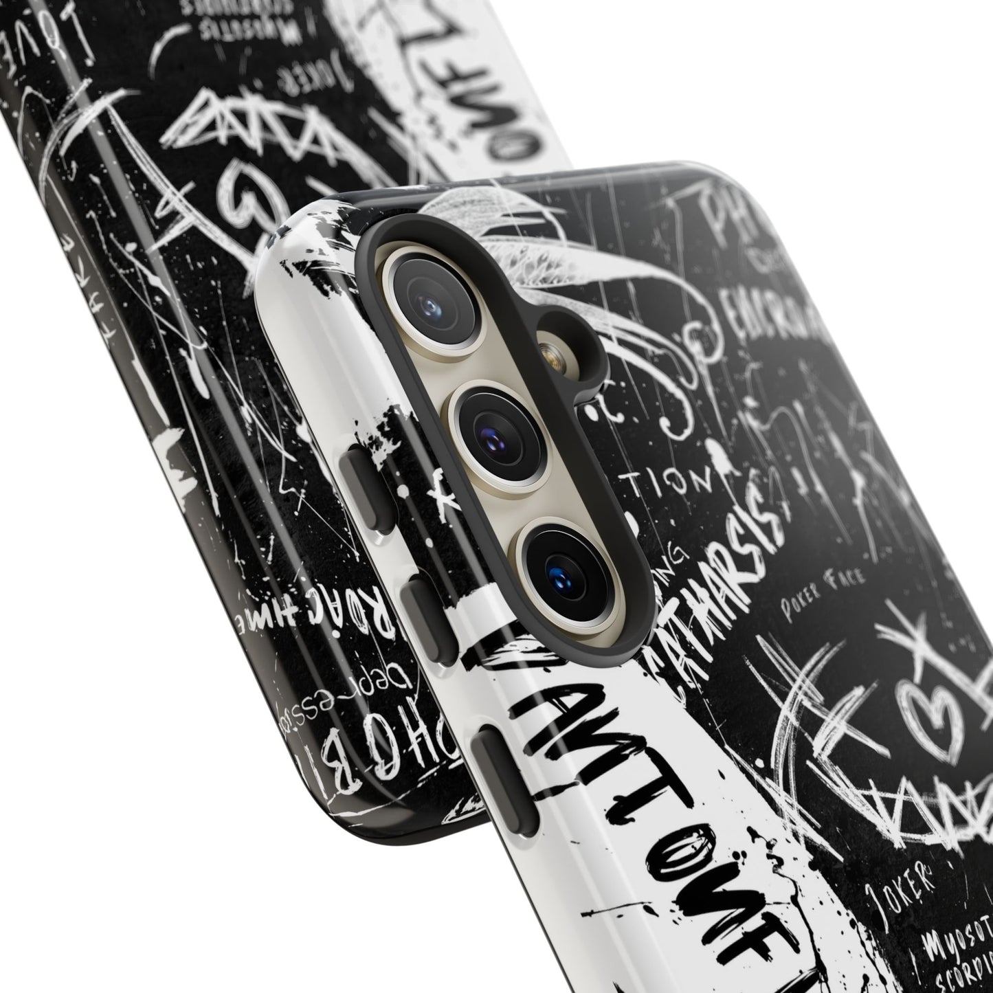 Fundas resistentes: funda atrevida para iPhone, Galaxy, Google Pixel, diseño de grafiti negro, estética urbana, regalo para amantes del arte, accesorios de teléfono modernos, estilo callejero