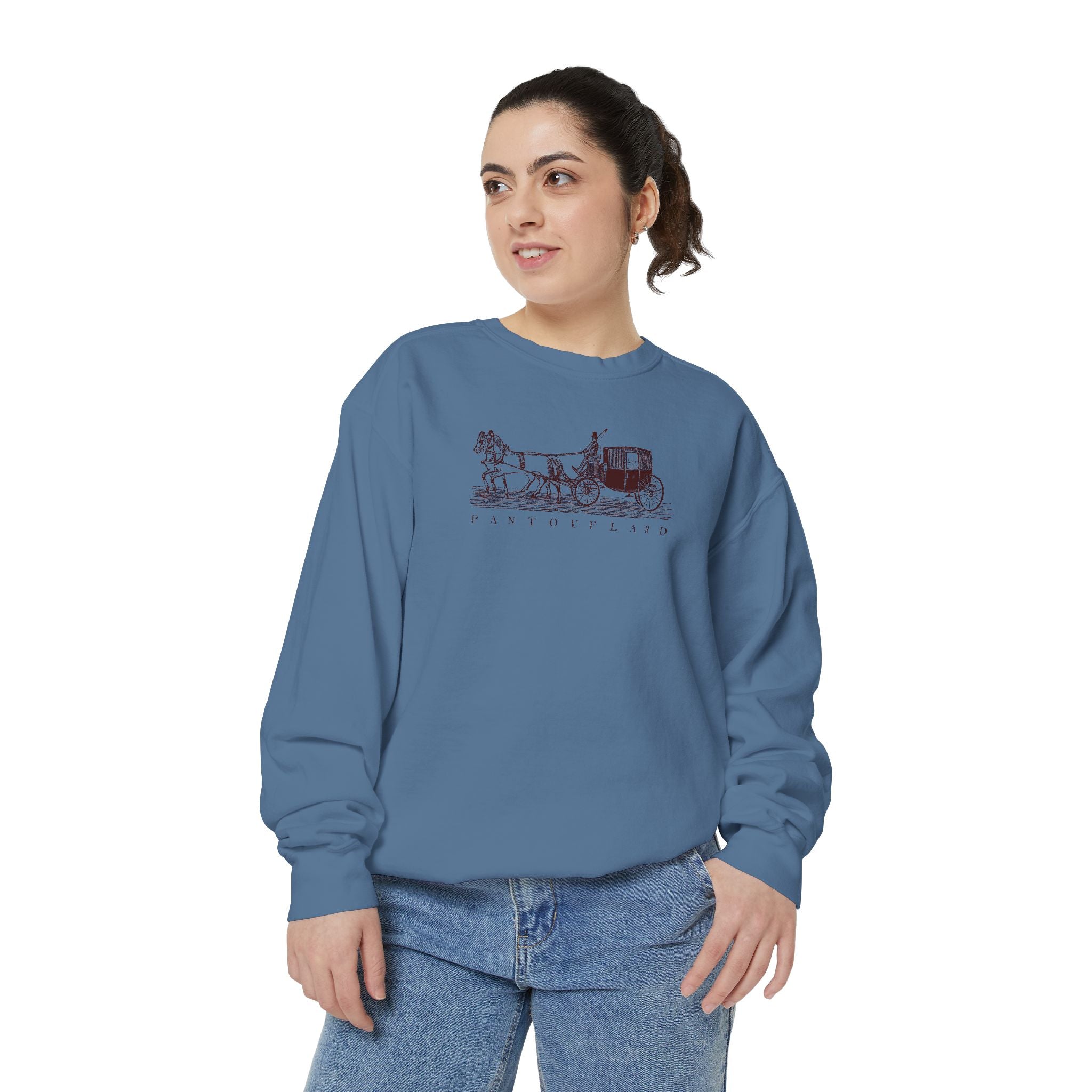 Unisex White Pantouflard Carriage Cotton Blend Sweatshirt