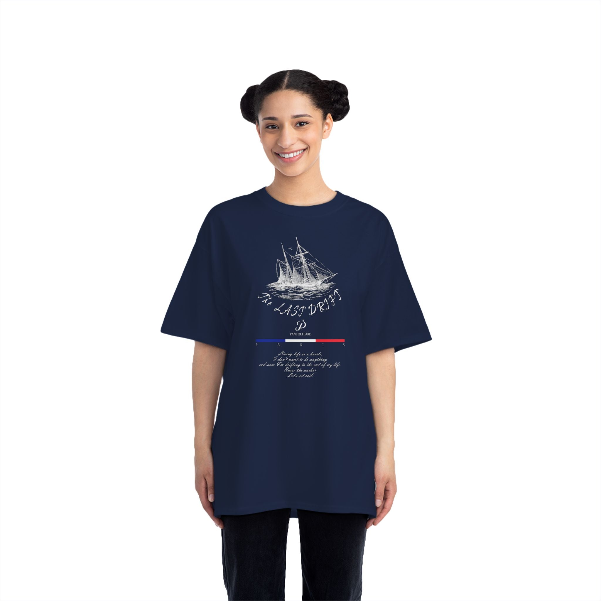 Unisex Black Hanes Vintage Ship Graphic 100% Cotton T-Shirt