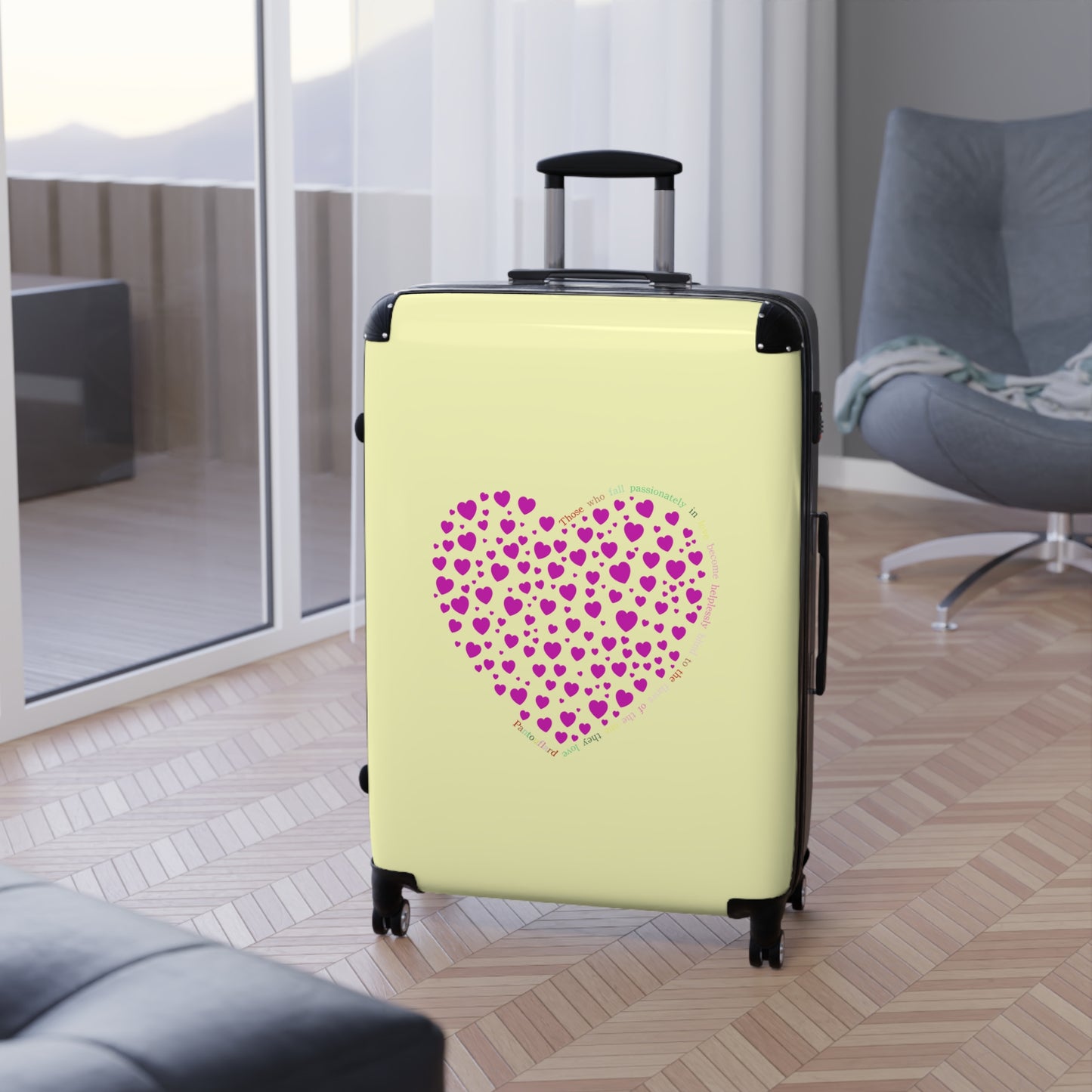 Pink Heart Design Suitcase, Travel Luggage