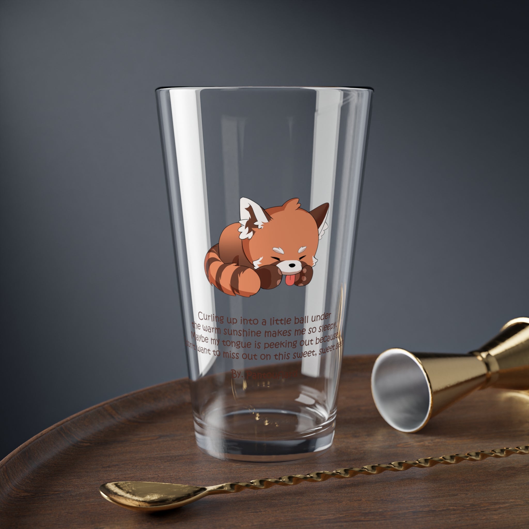 Clear Pantouflard 'Sleepy Red Panda' Cozy Solid Glass Mixer
