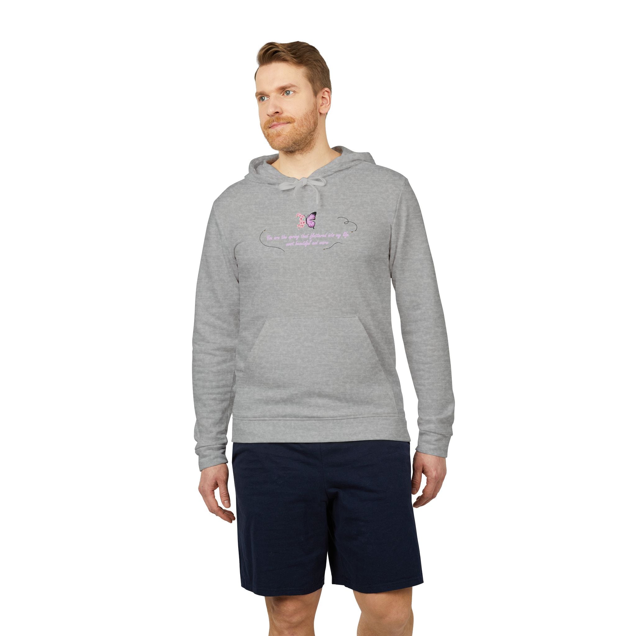 Unisex White Floral Butterfly Spring Quote BCI Cotton Adidas Hoodie