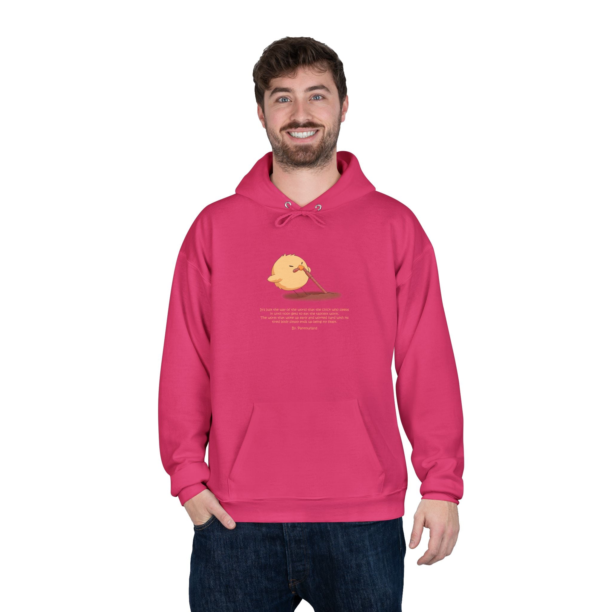 Unisex Light Blue Pantouflard Chick Cotton Blend Pullover Hoodie