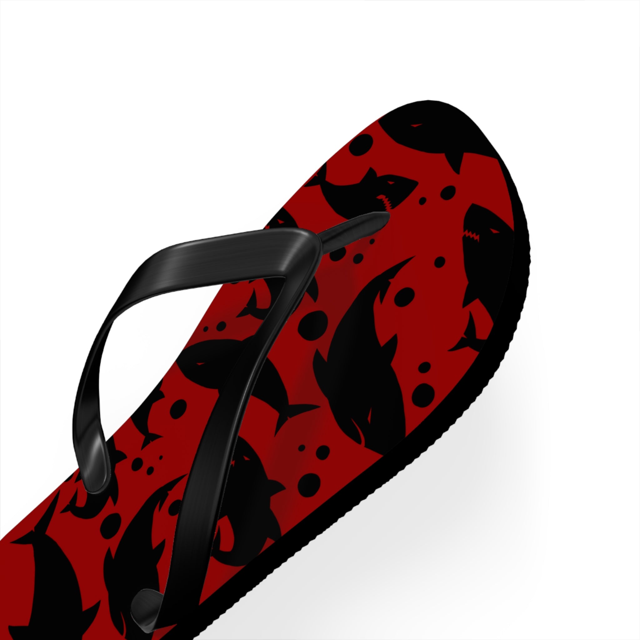 Unisex Red Black Shark Silhouette Pattern EVA Polyester Flip Flops