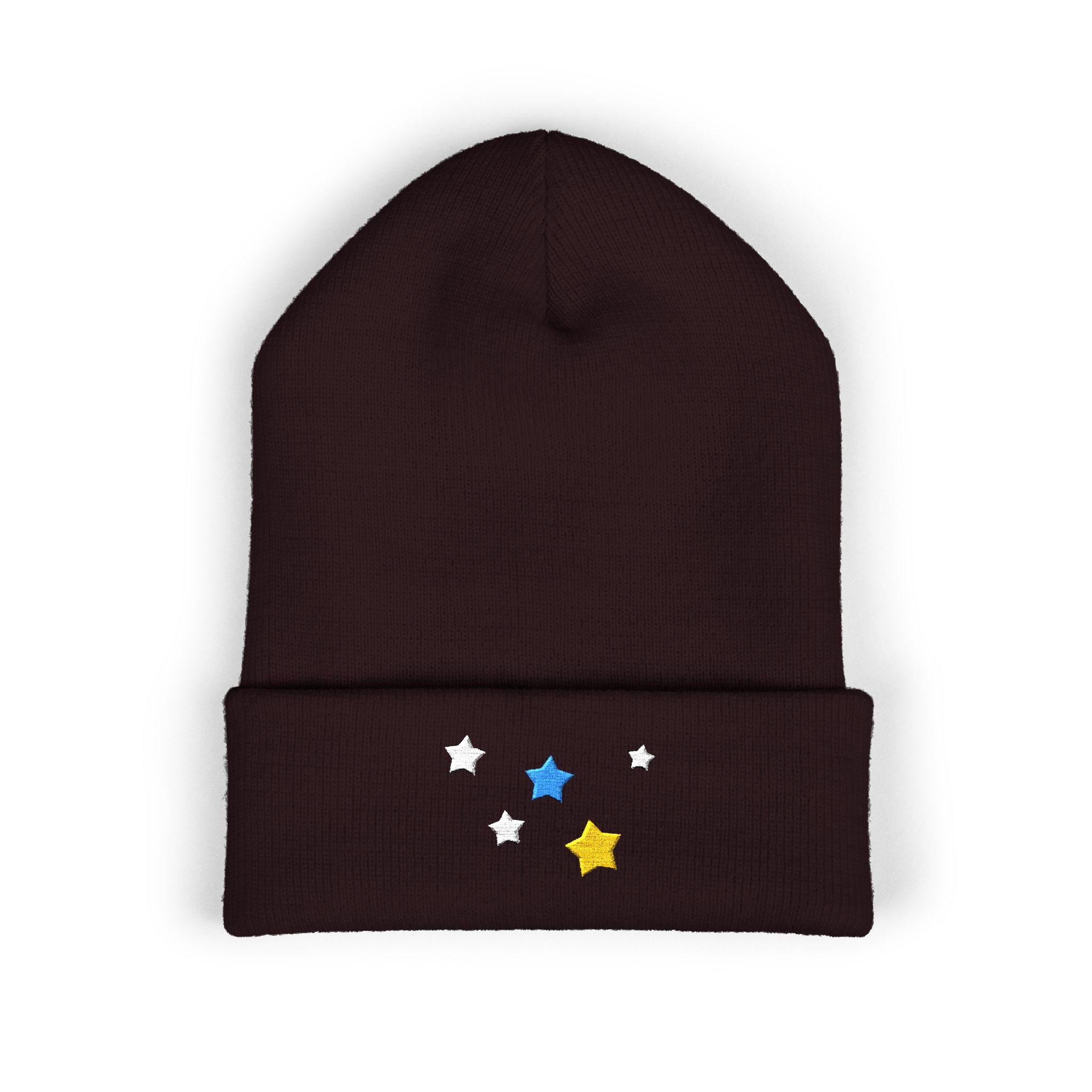 Unisex Cassiopeia Star Embroidered Acrylic Cuffed Beanie