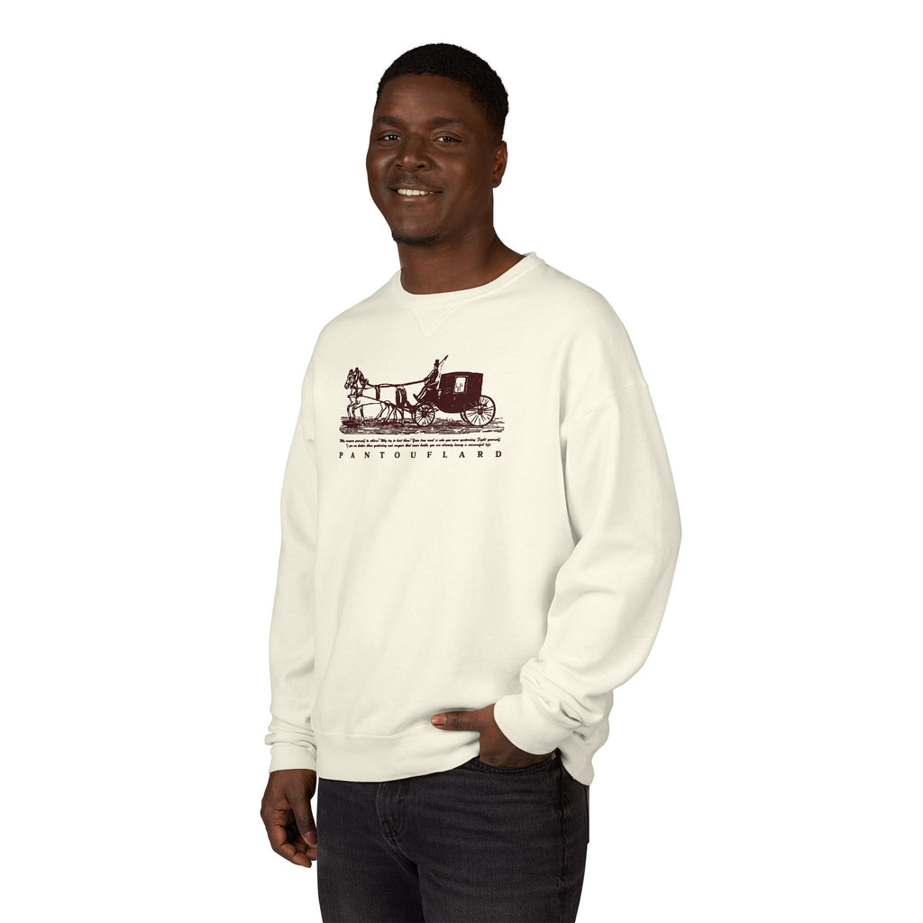 Old Money Equestrian Heritage Crewneck - The Nostalgic Journey I (Dark Academia Garment-Dyed Sweatshirt)