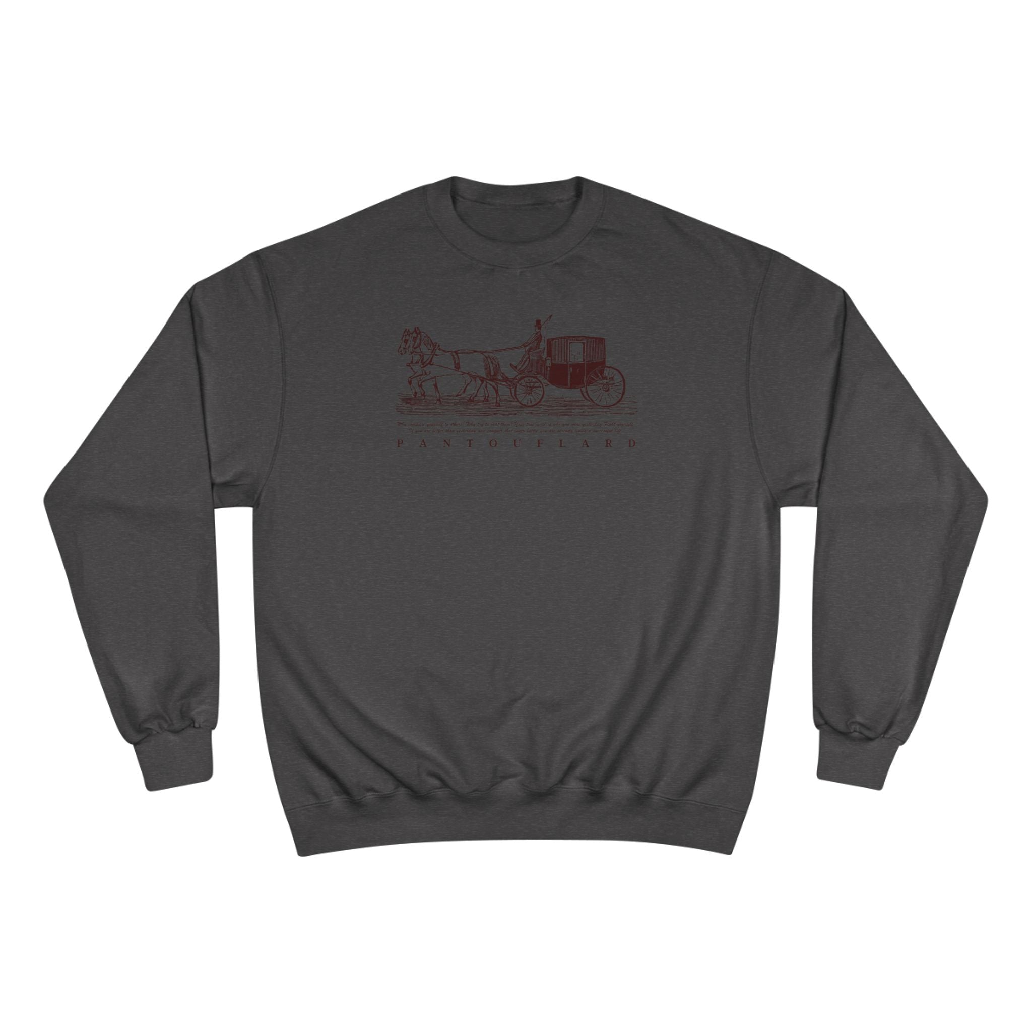 Old Money Equestrian Champion Crewneck - Royal Burgundy Carriage (Authentic Varsity Heritage)