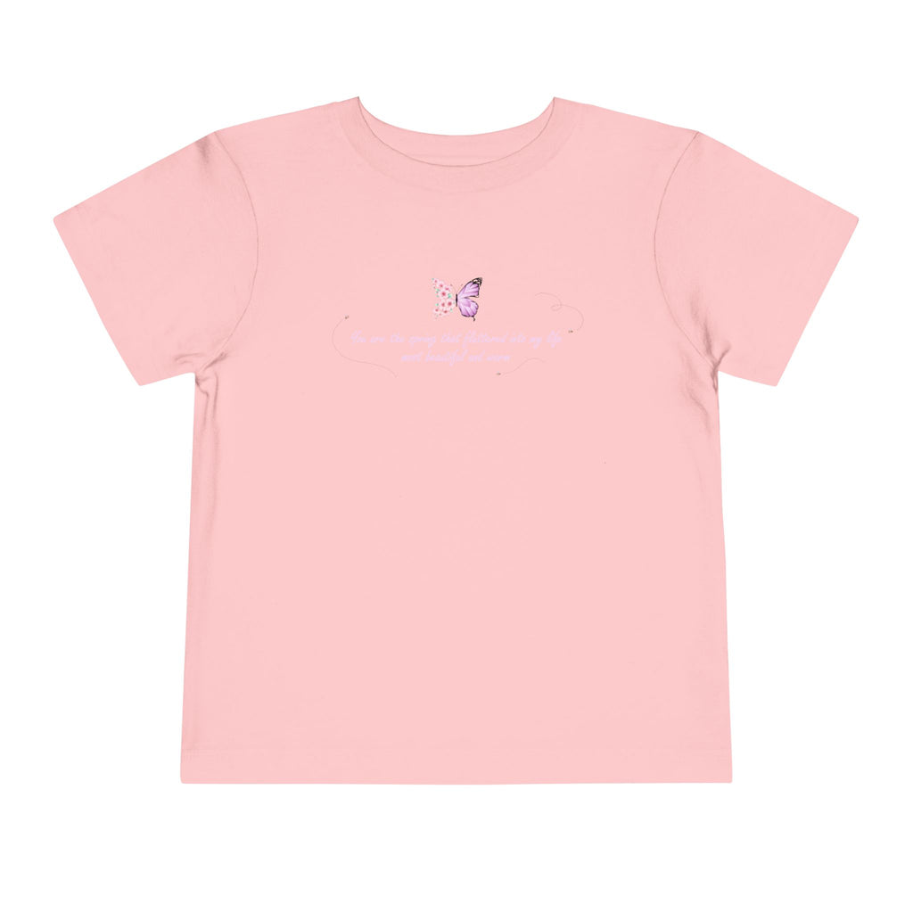 Toddler Yellow Floral Butterfly Spring Quote 100% Cotton Short Sleeve Tee