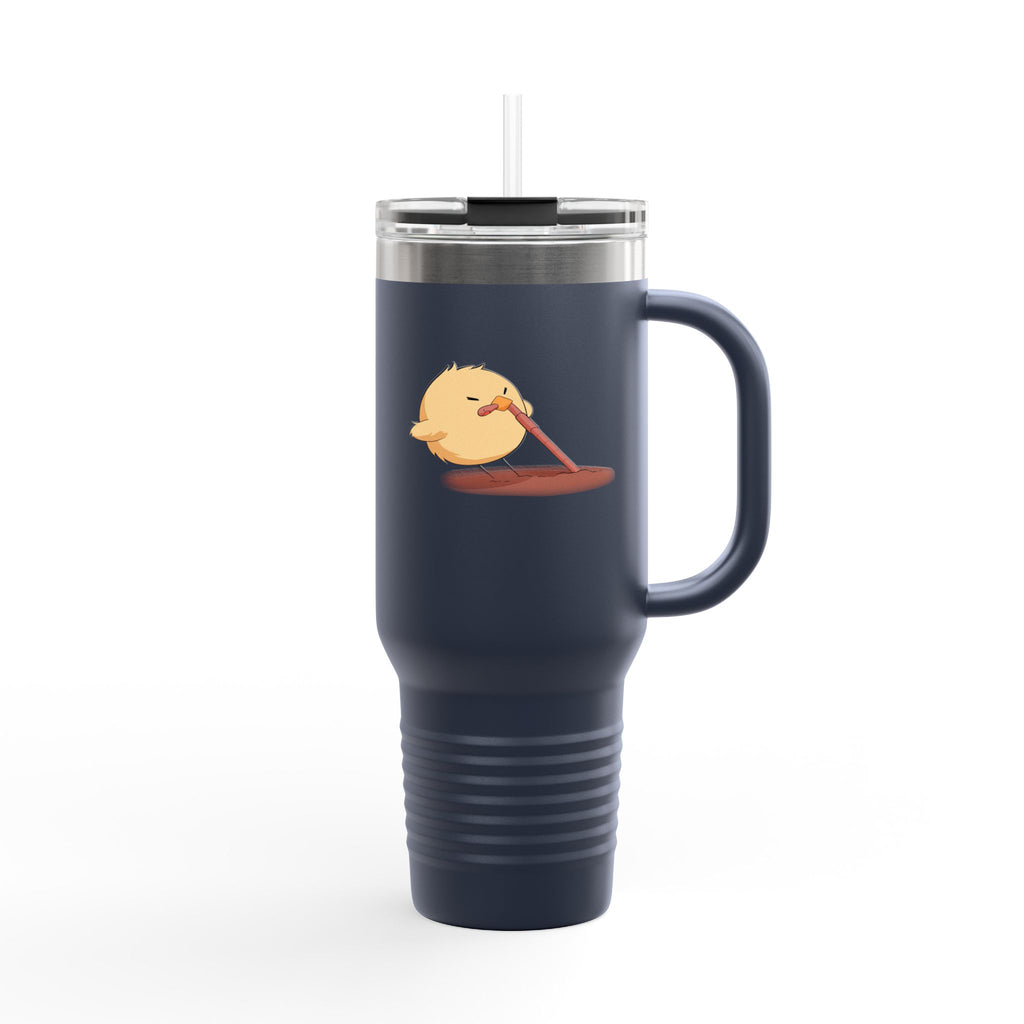 Black Cute Chick Pulling Worm 40oz Stainless Steel Insulated Travel Mug