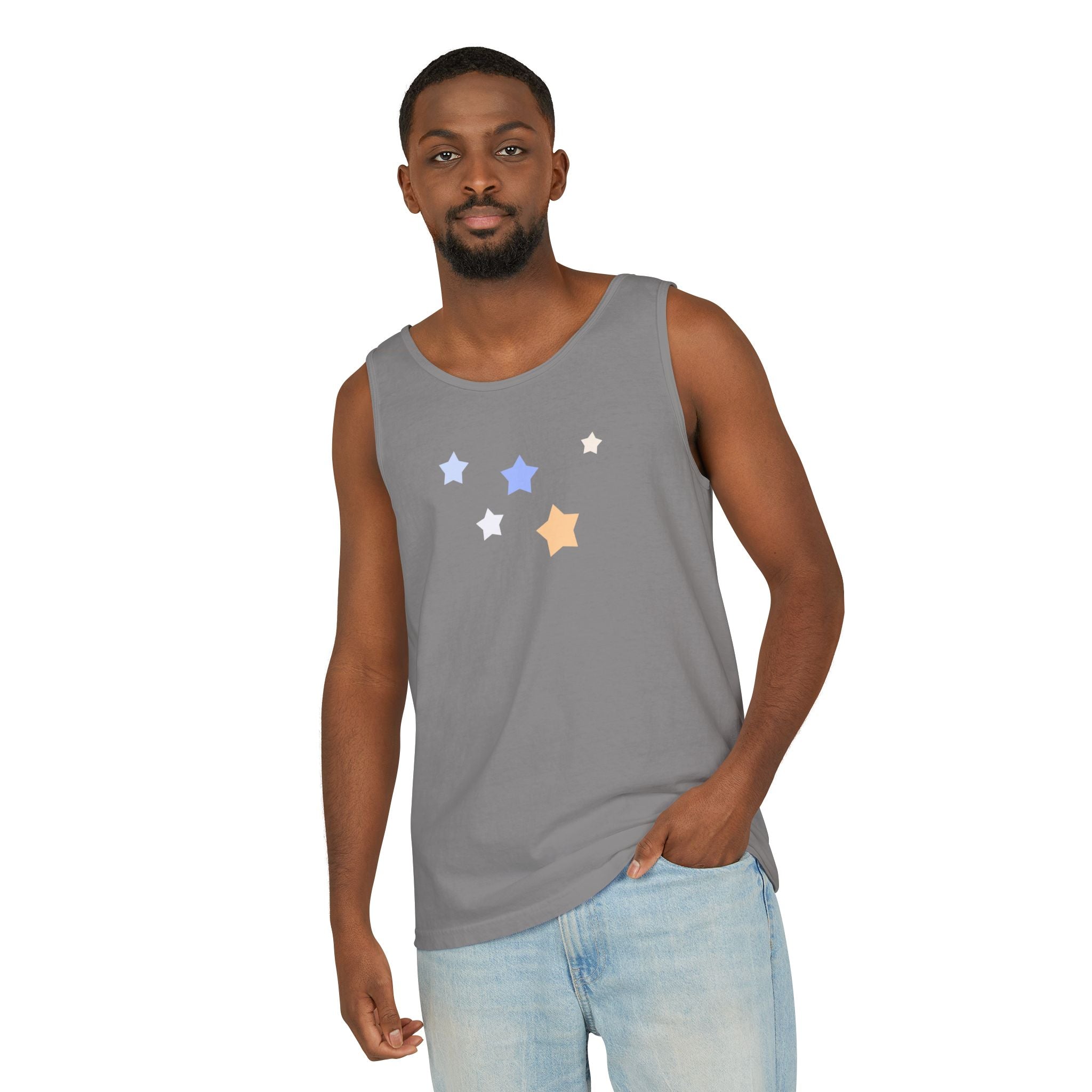 Men's & Women's Cassiopeia Constellation Graphic Garment-Dyed Tank Top - W-Shape Sleeveless Shirt
