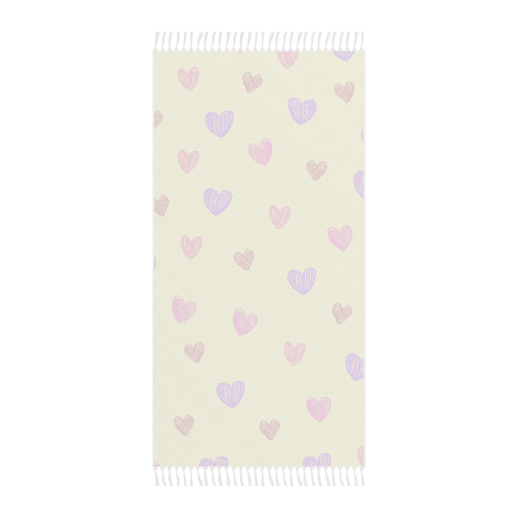 Light Yellow Colorful Hand Drawn Heart Pattern 100% Polyester Boho Beach Cloth