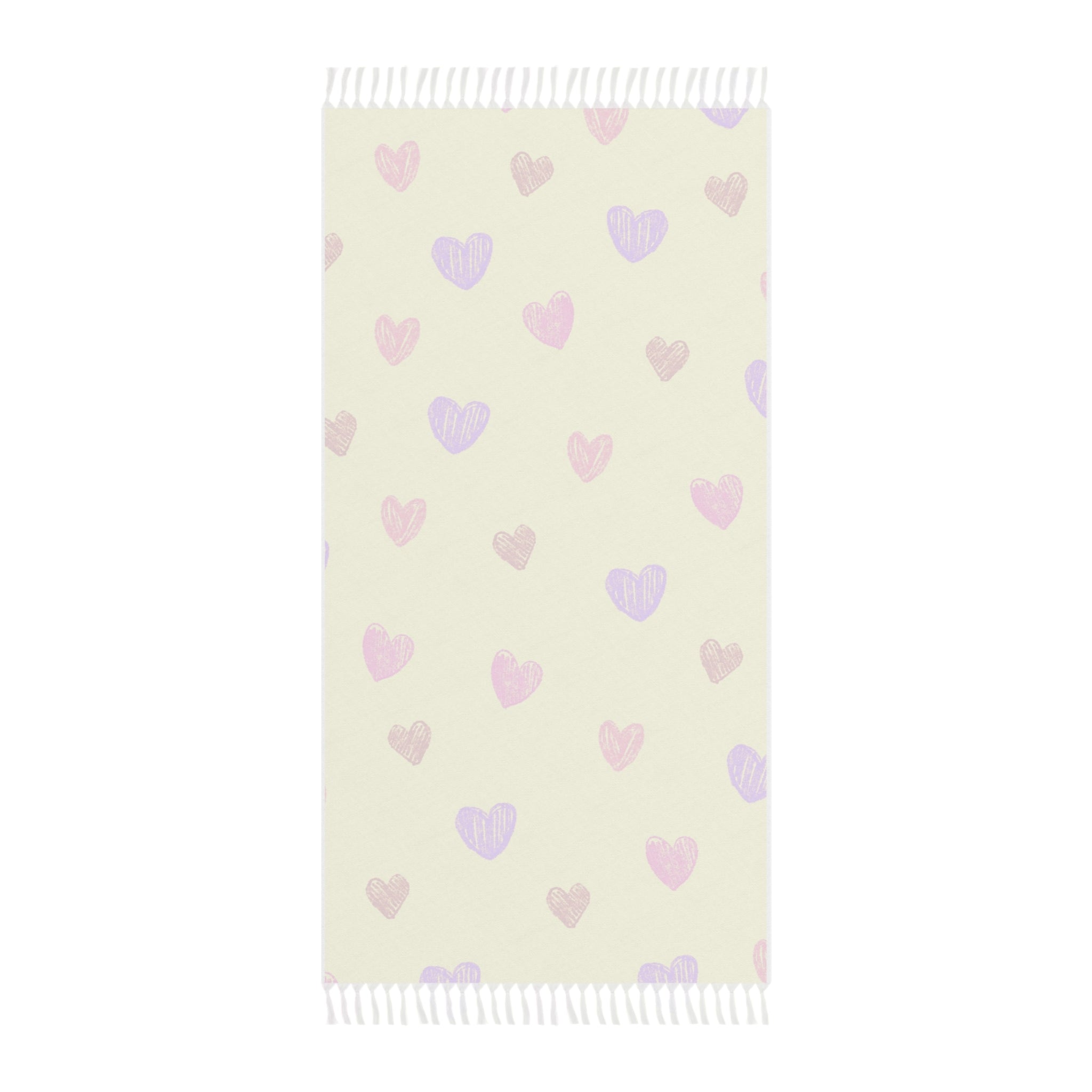 Light Yellow Colorful Hand Drawn Heart Pattern 100% Polyester Boho Beach Cloth