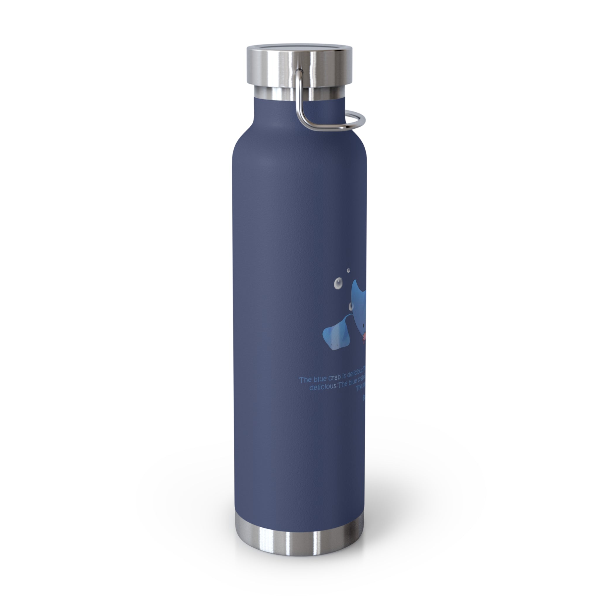 Cyan Blue Cute Stingray Eating Crab Quote 22oz Copper Vacuum Insulated Bottle