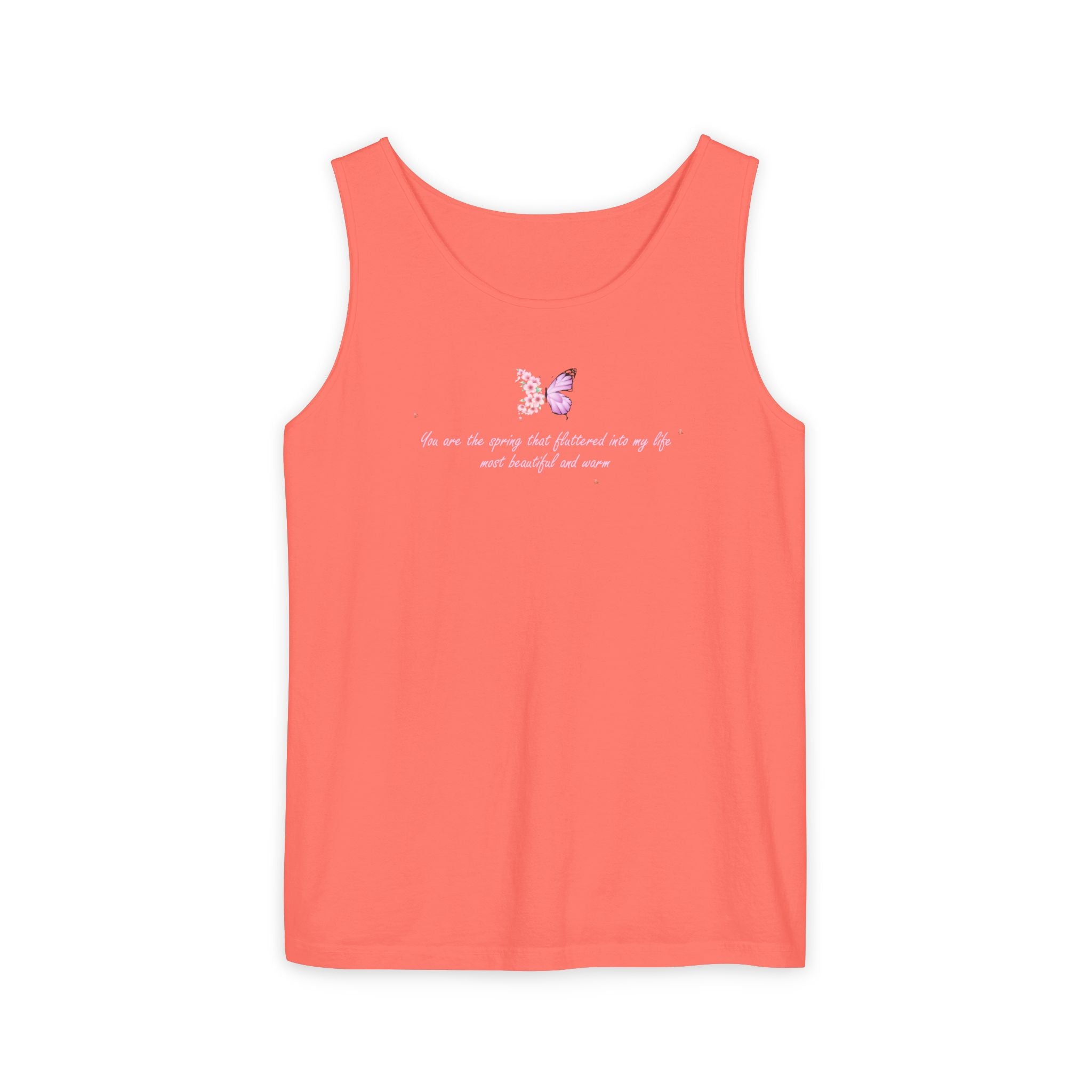 Unisex Navy Blue Floral Butterfly Spring Quote 100% Cotton Tank Top