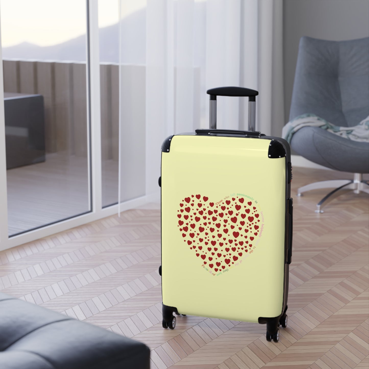 Maleta de diseño corazón rojo, equipaje de viaje