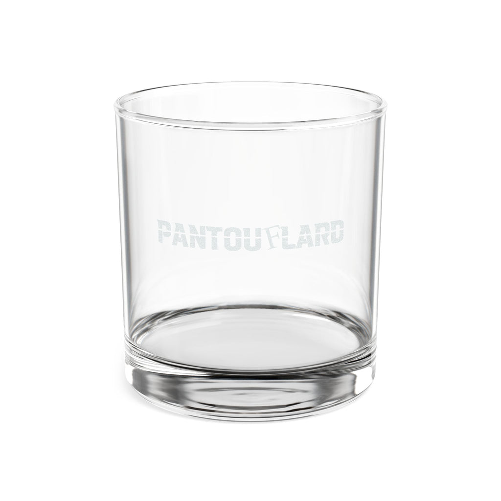 Clear Pantouflard Bold Typography Engraved Whiskey Glass, 10.5oz