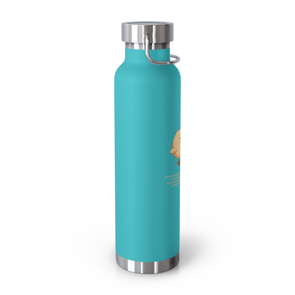 Navy Blue Cute Chick Pulling Worm Quote 22oz Copper Vacuum Insulated Bottle