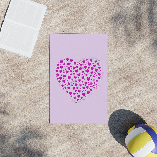 Beach Towels with Pink Heart Design , Cute Summer Accessories, Beach Day Essentials