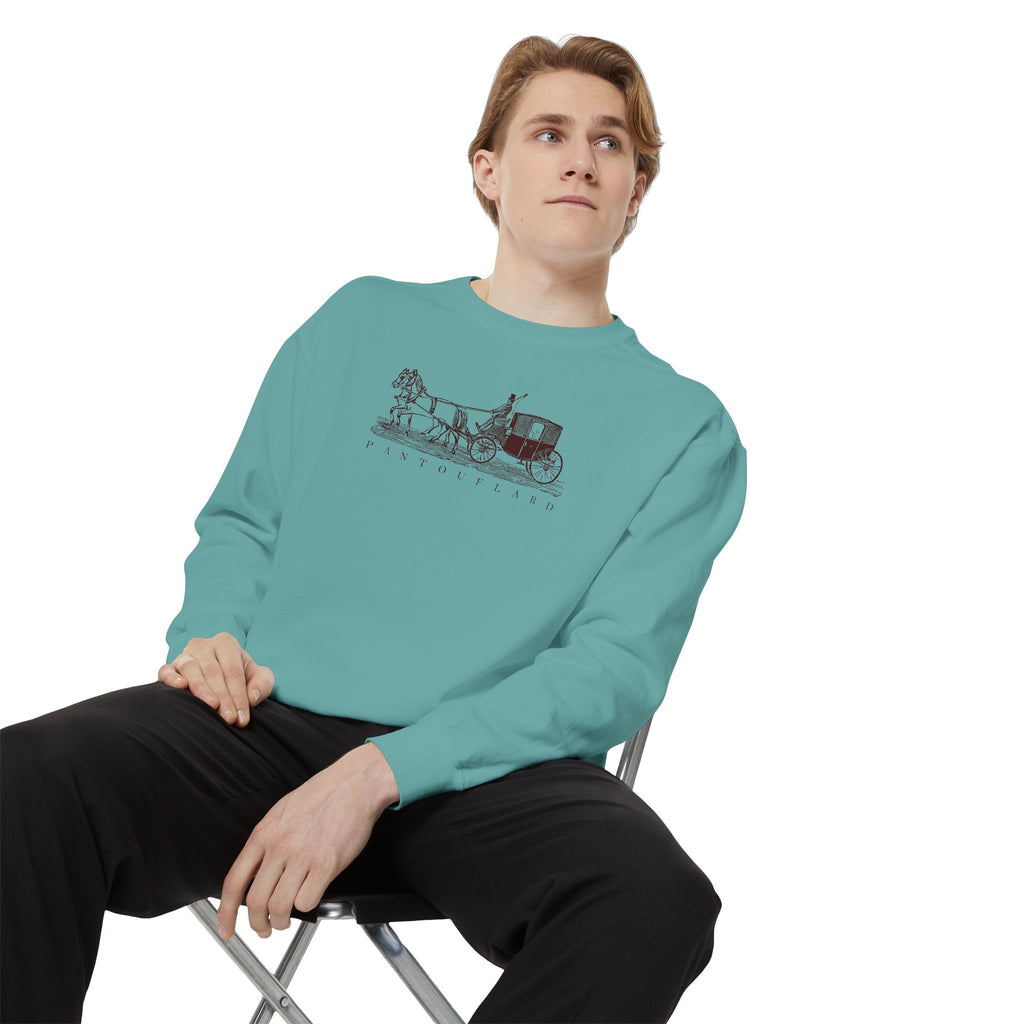Unisex White Pantouflard Carriage Cotton Blend Sweatshirt