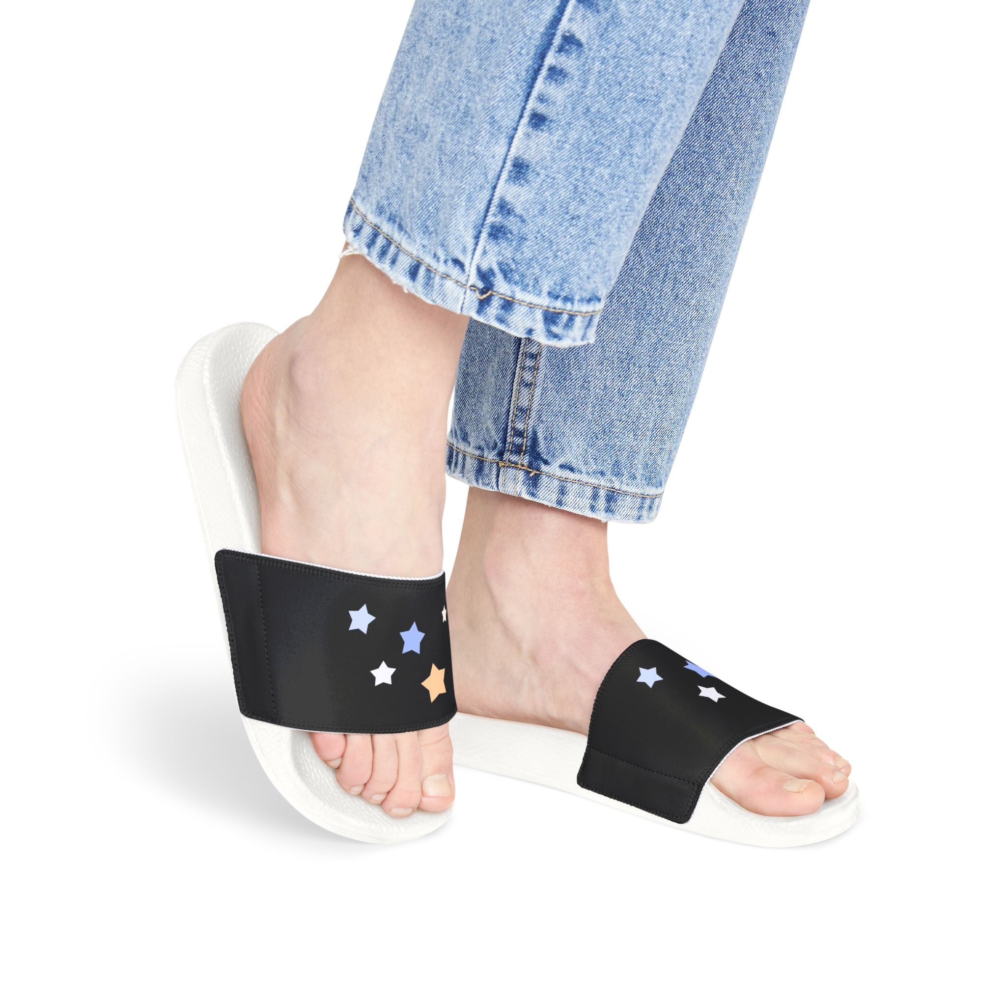 Women's Black and White Kitschy Cassiopeia Constellation Neoprene Blend Slide Sandals