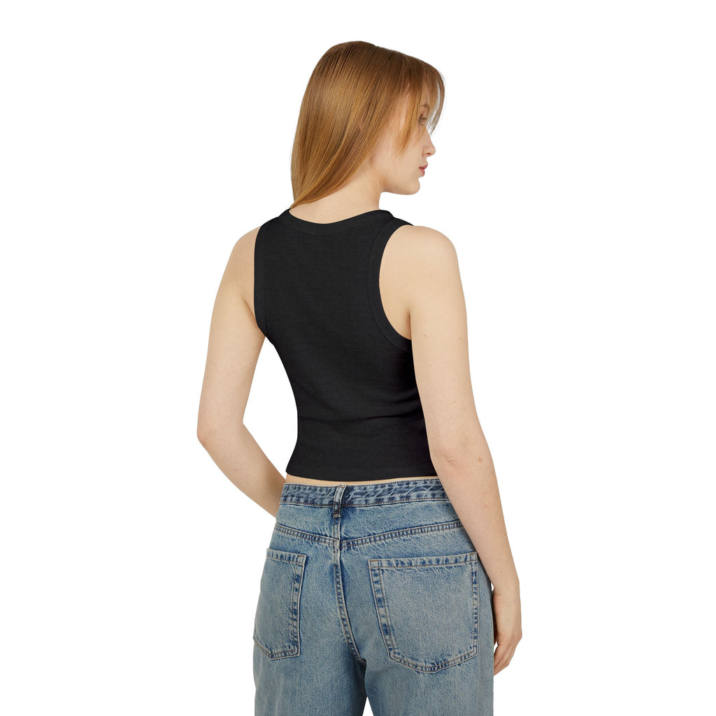 Women's Navy Blue Floral Butterfly Spring Quote Cotton Blend Racer Tank Top